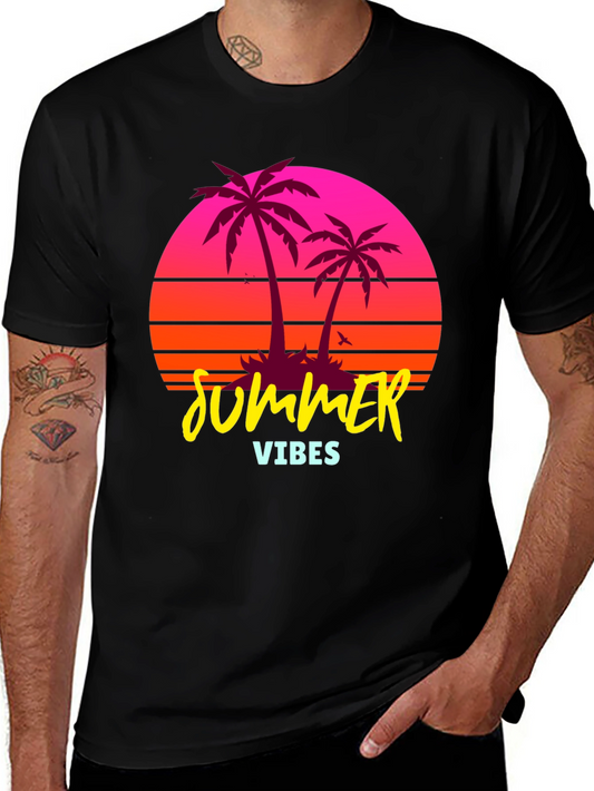 Summer Vibes Palm Tree Retro Graphic T-Shirt