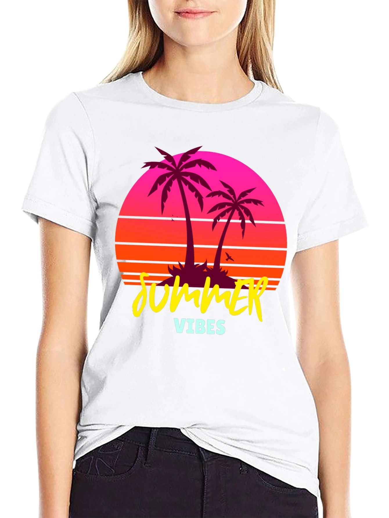 Summer Vibes Palm Tree Retro Graphic T-Shirt