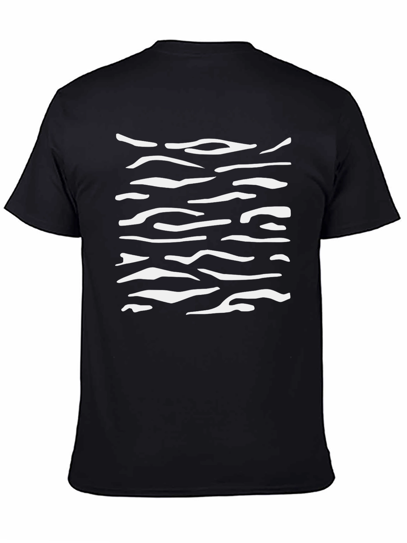 Mens Black T-Shirt with White Abstract Stripes