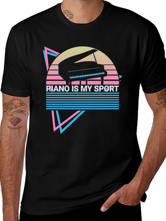 Piano Is My Sport T-Shirt - Retro Synthwave Design