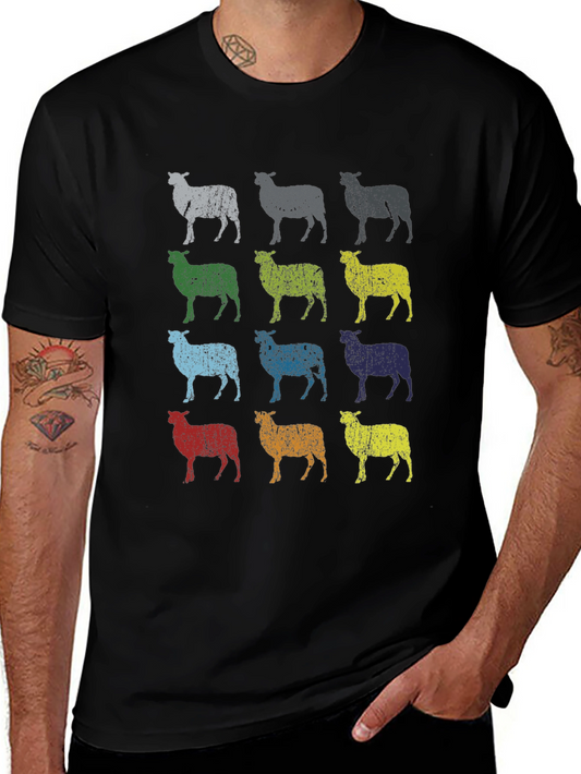 Colorful Sheep Graphic Tee - Quirky & Fun Design