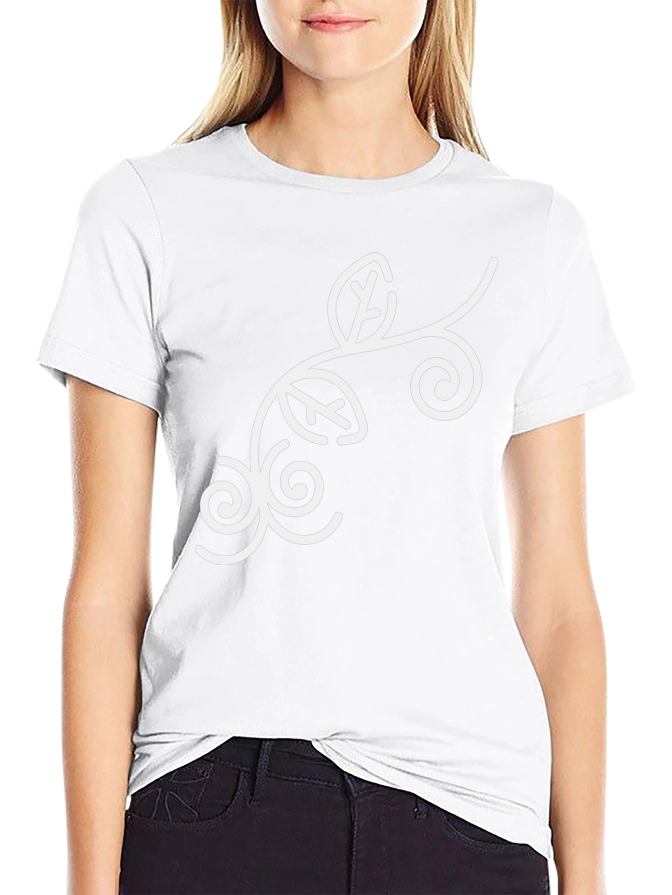 Stylish Black Tee with Floral Swirl Design