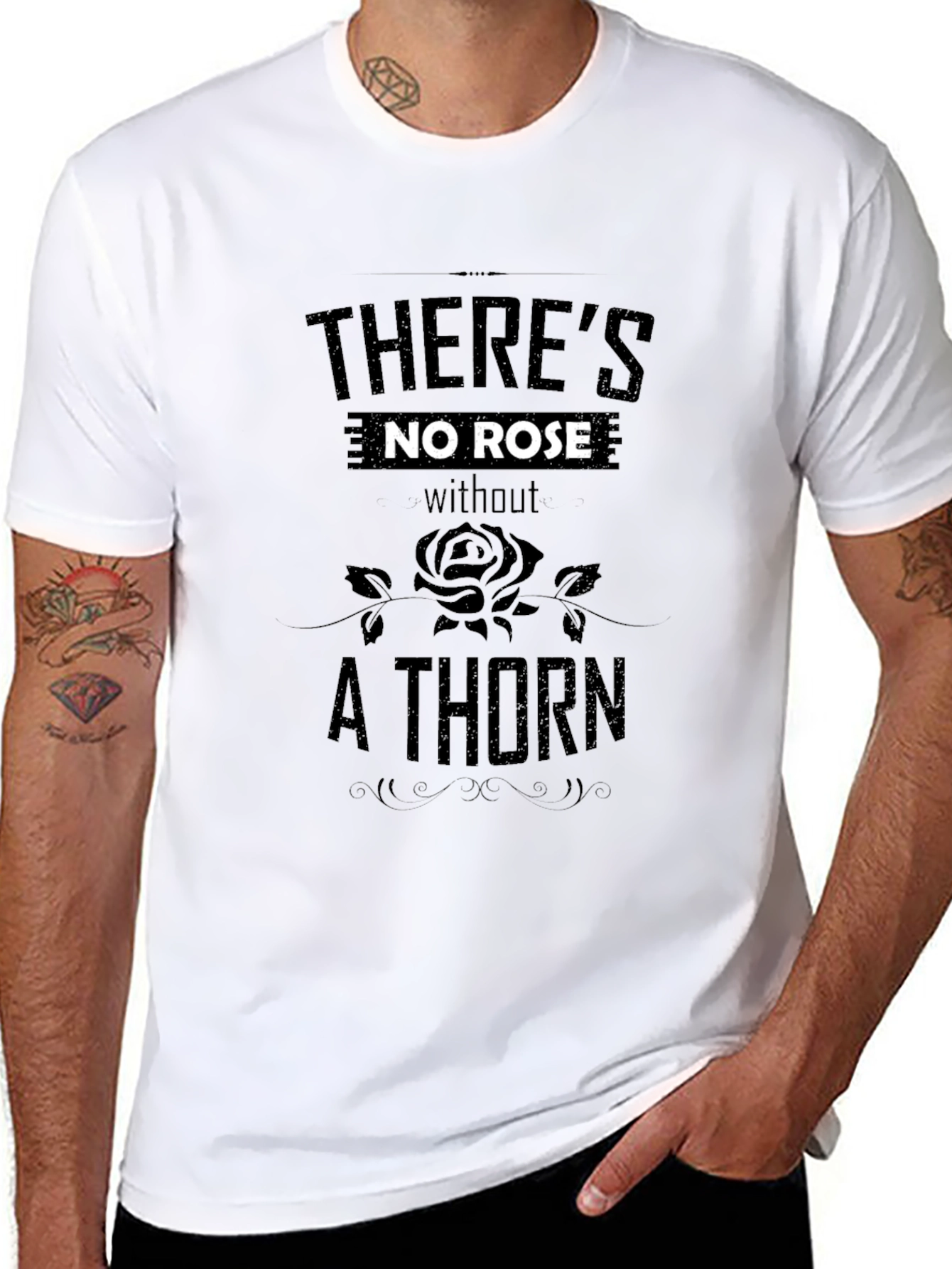Theres No Rose Without a Thorn Black T-Shirt