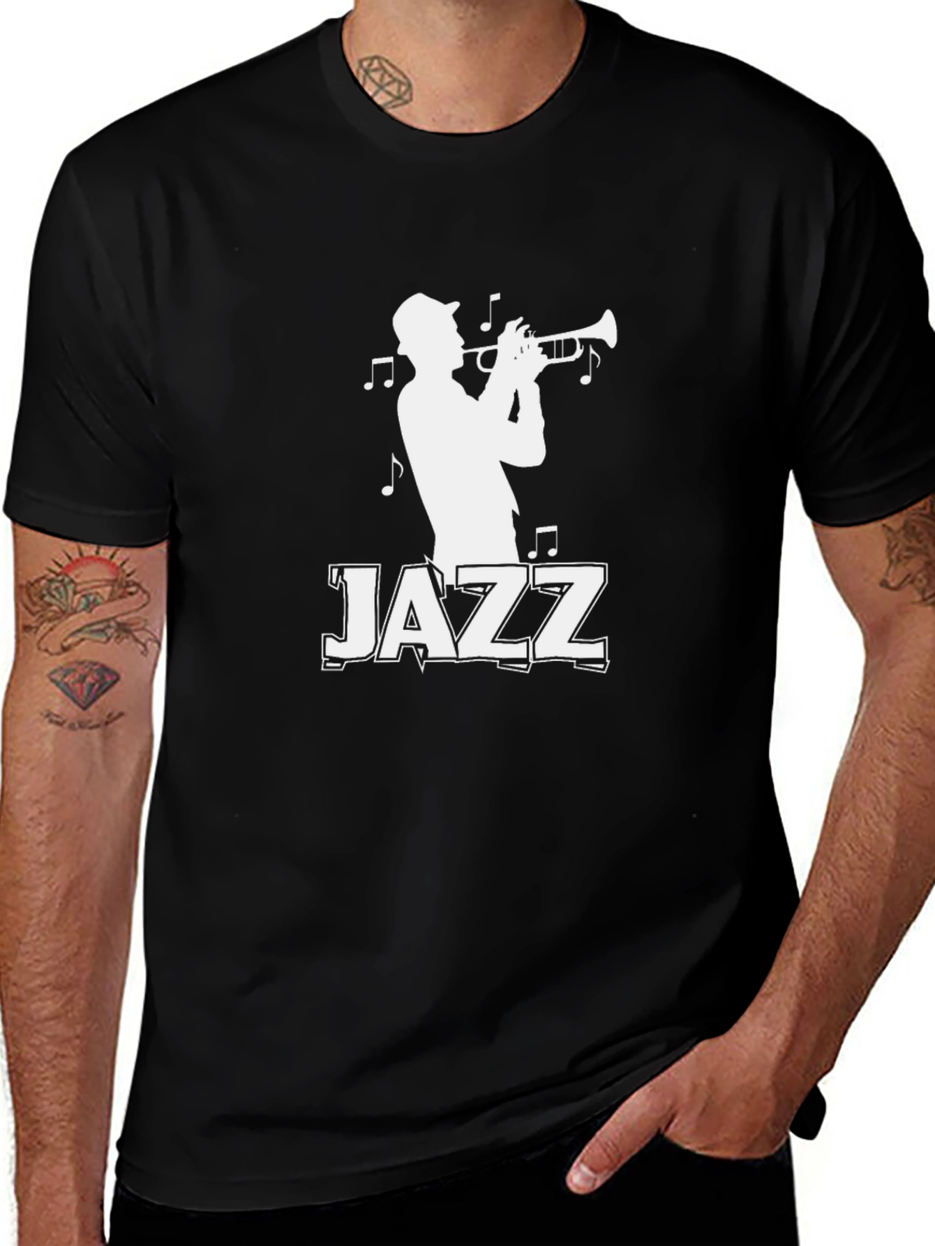 Jazz Musician Graphic Tee - Stylish Black T-Shirt