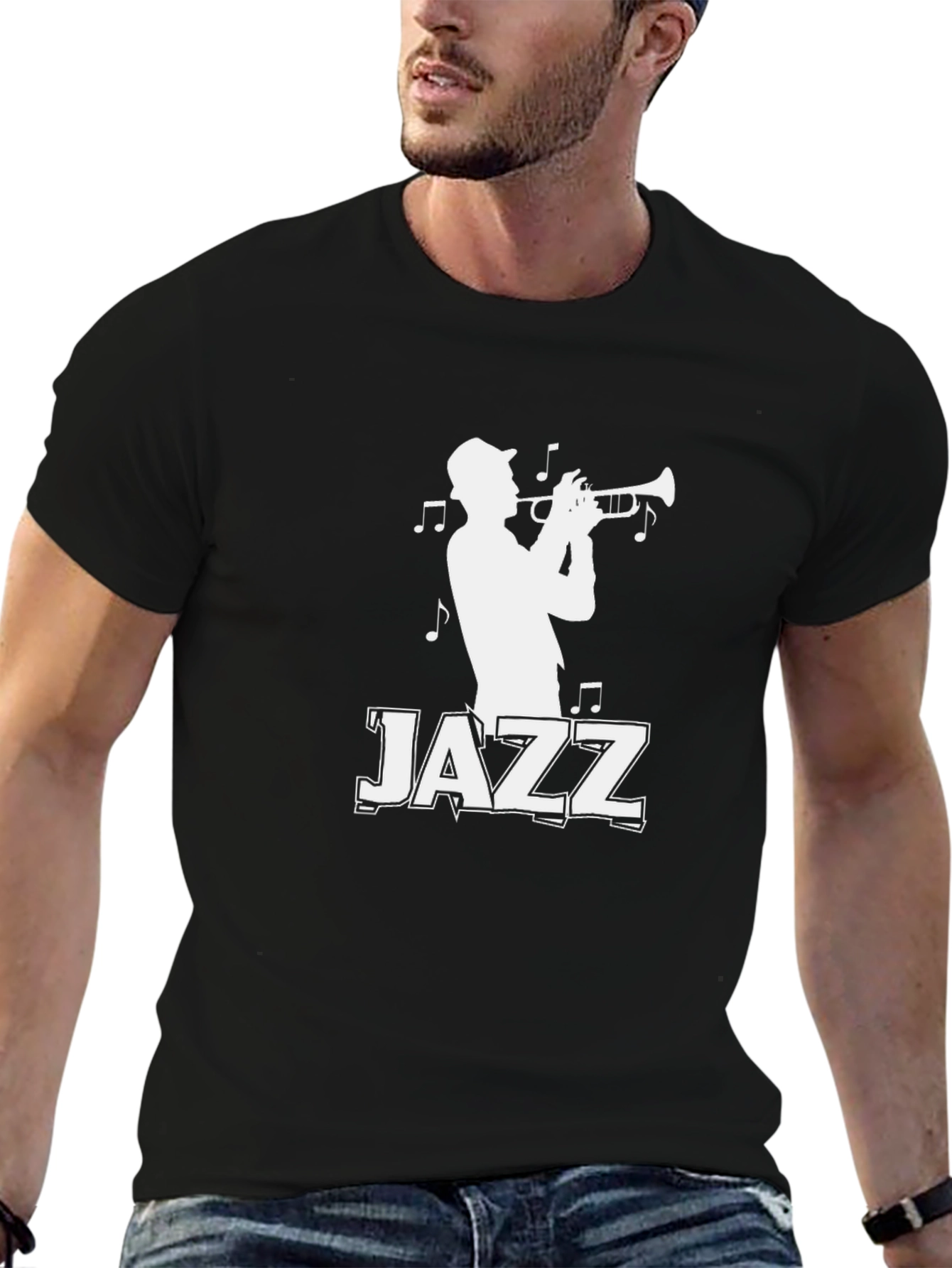 Jazz Musician Graphic Tee - Stylish Black T-Shirt