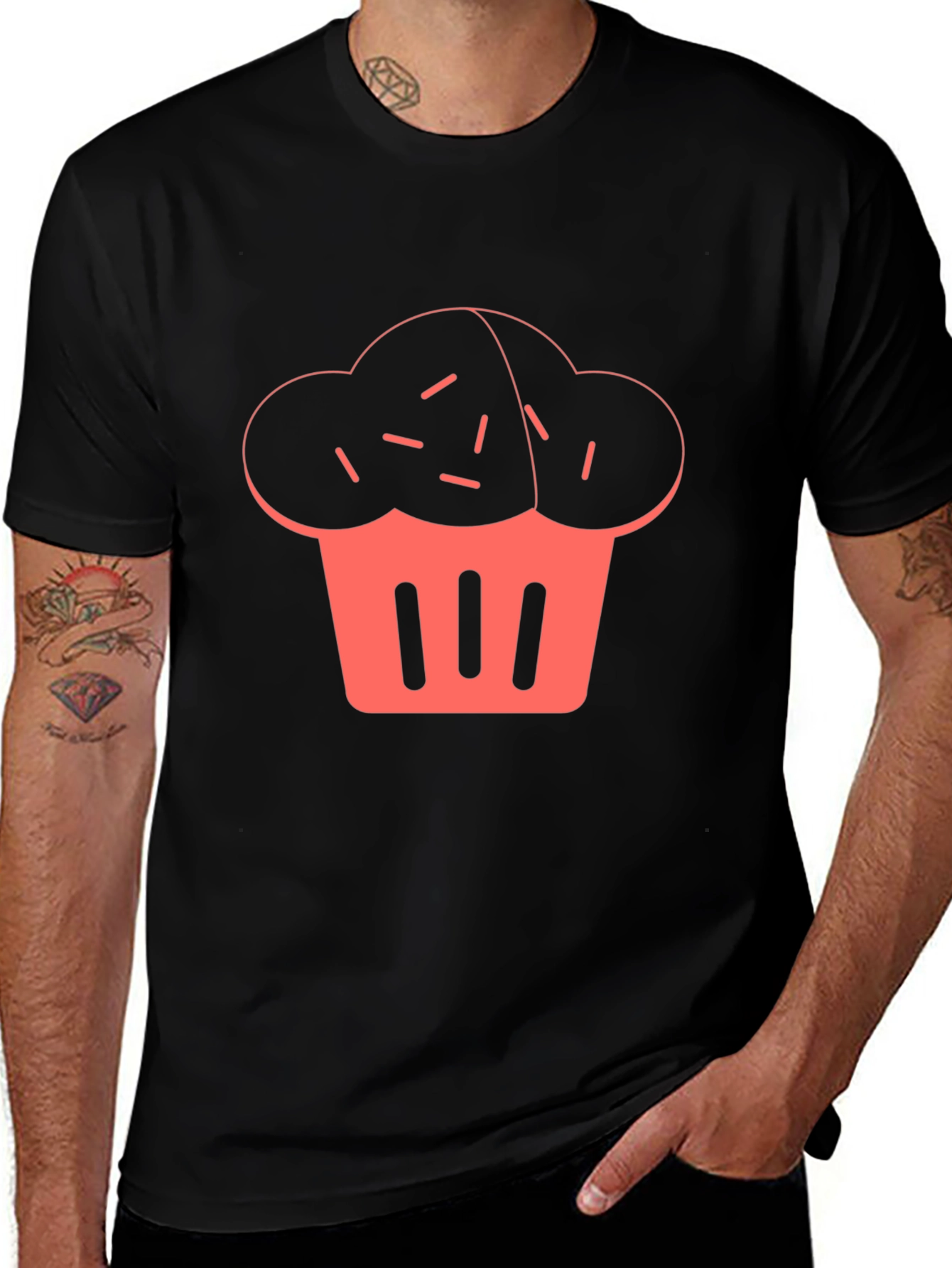 Cupcake Graphic Print Black T-Shirt