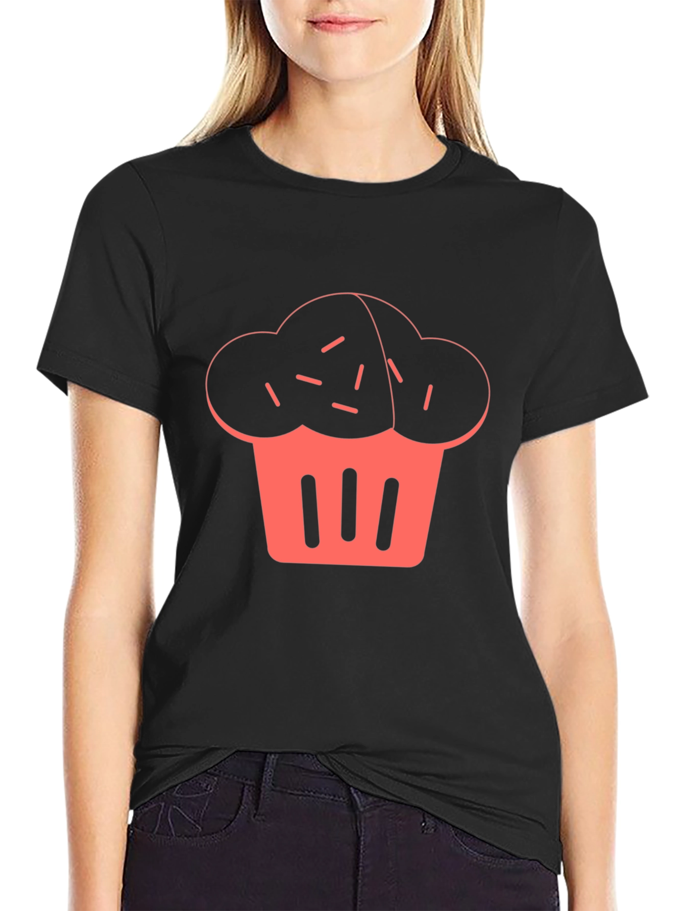 Cupcake Graphic Print Black T-Shirt