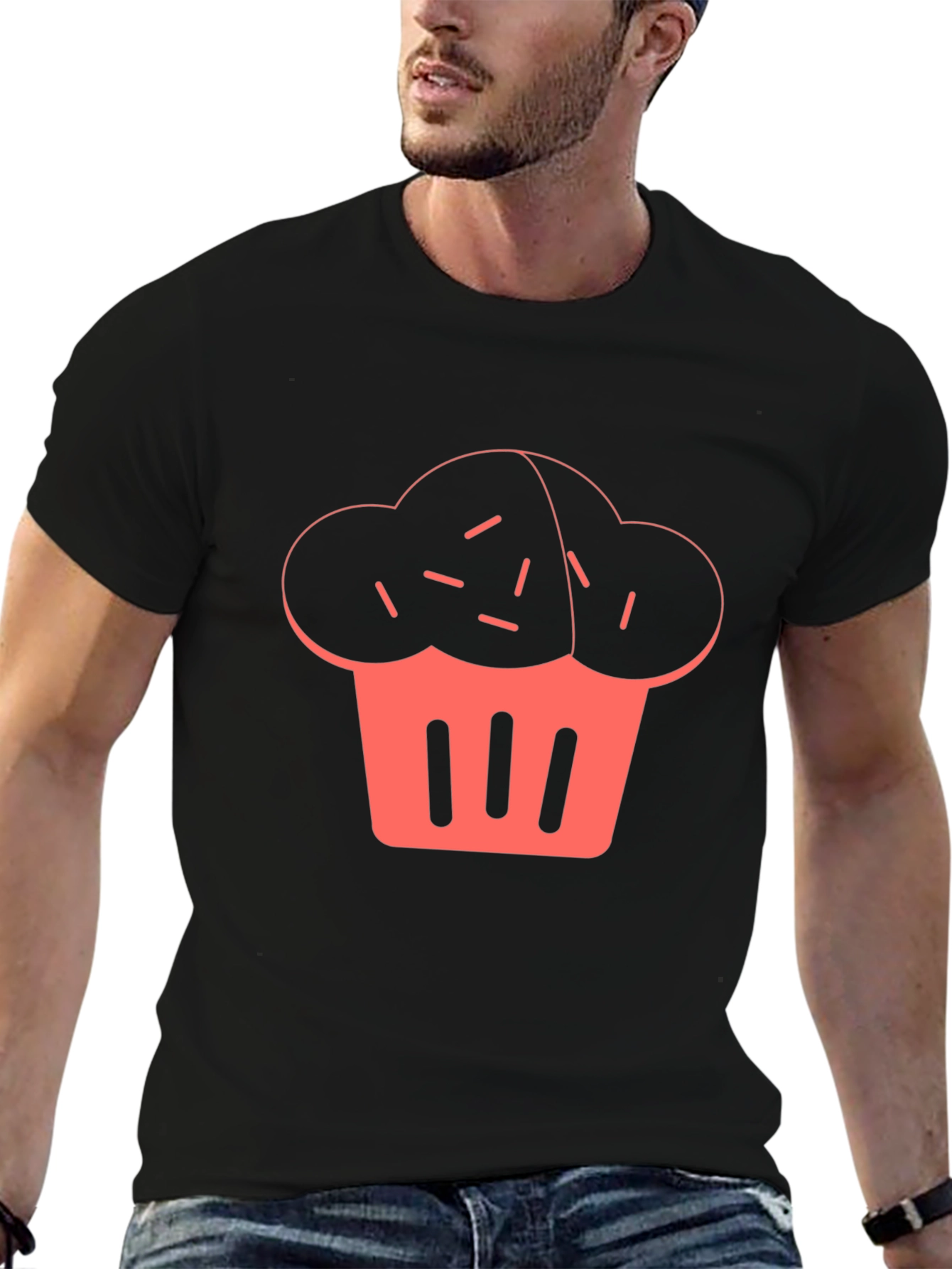 Cupcake Graphic Print Black T-Shirt