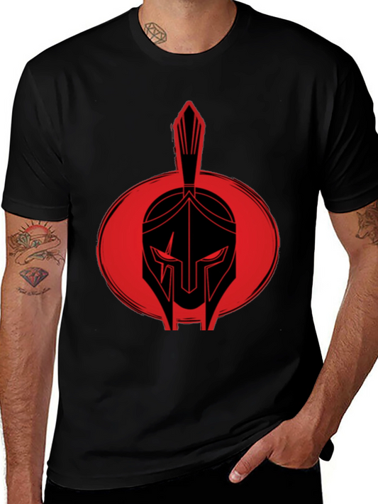 Spartan Helmet Graphic Tee - Bold Red Design