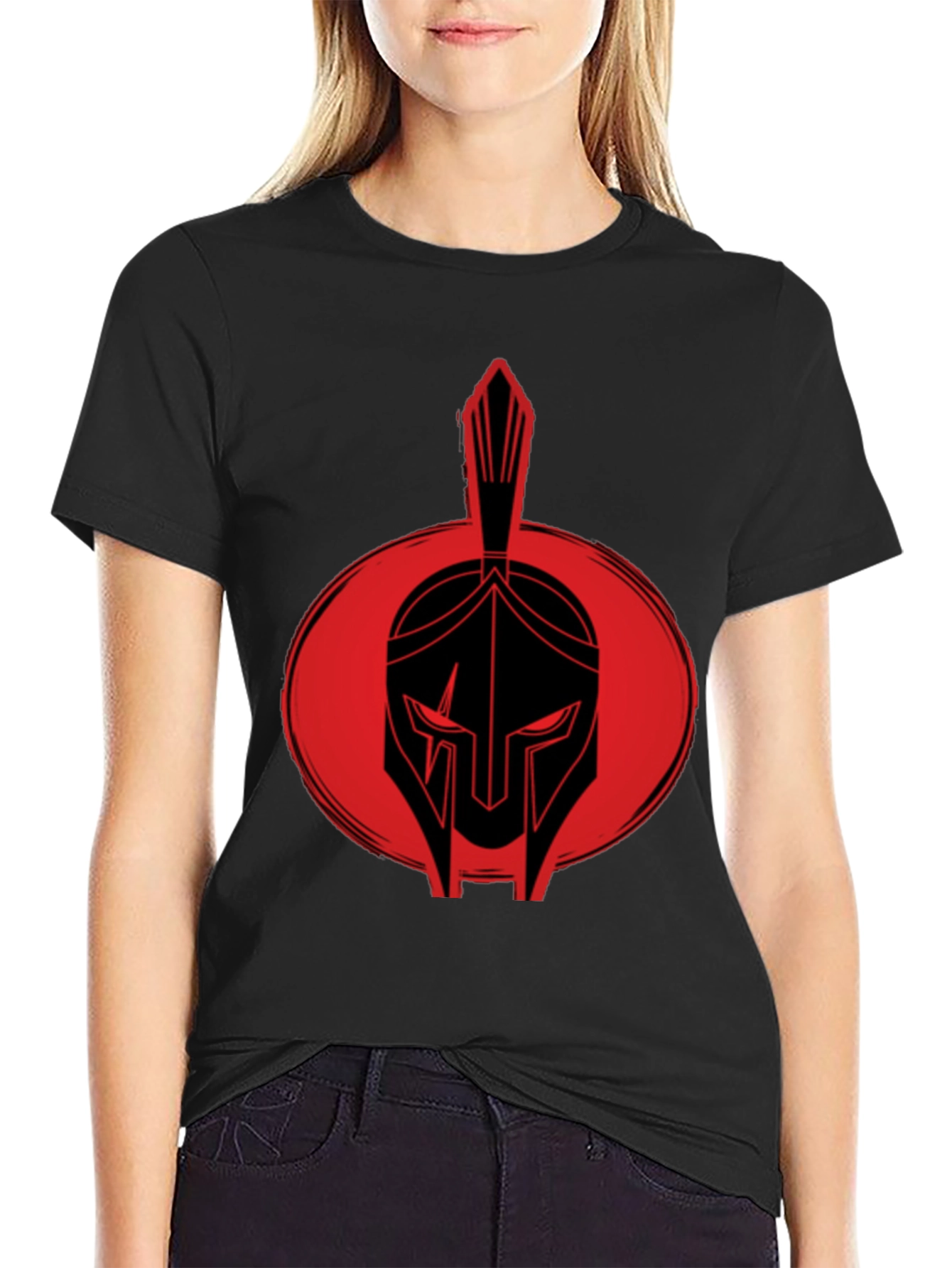Spartan Helmet Graphic Tee - Bold Red Design