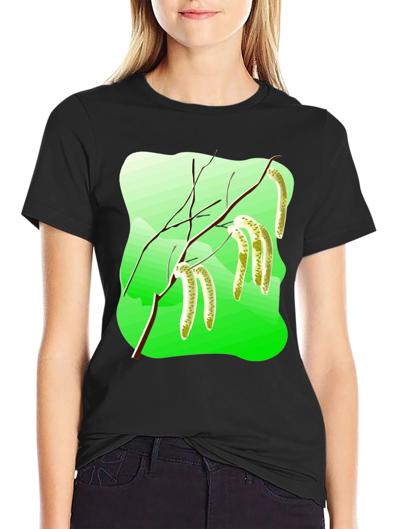 Nature Graphic T-Shirt: Birch Branch Design