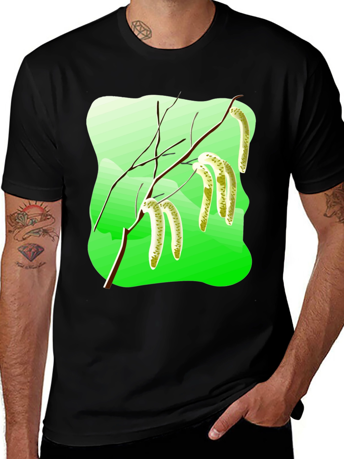 Nature Graphic T-Shirt: Birch Branch Design