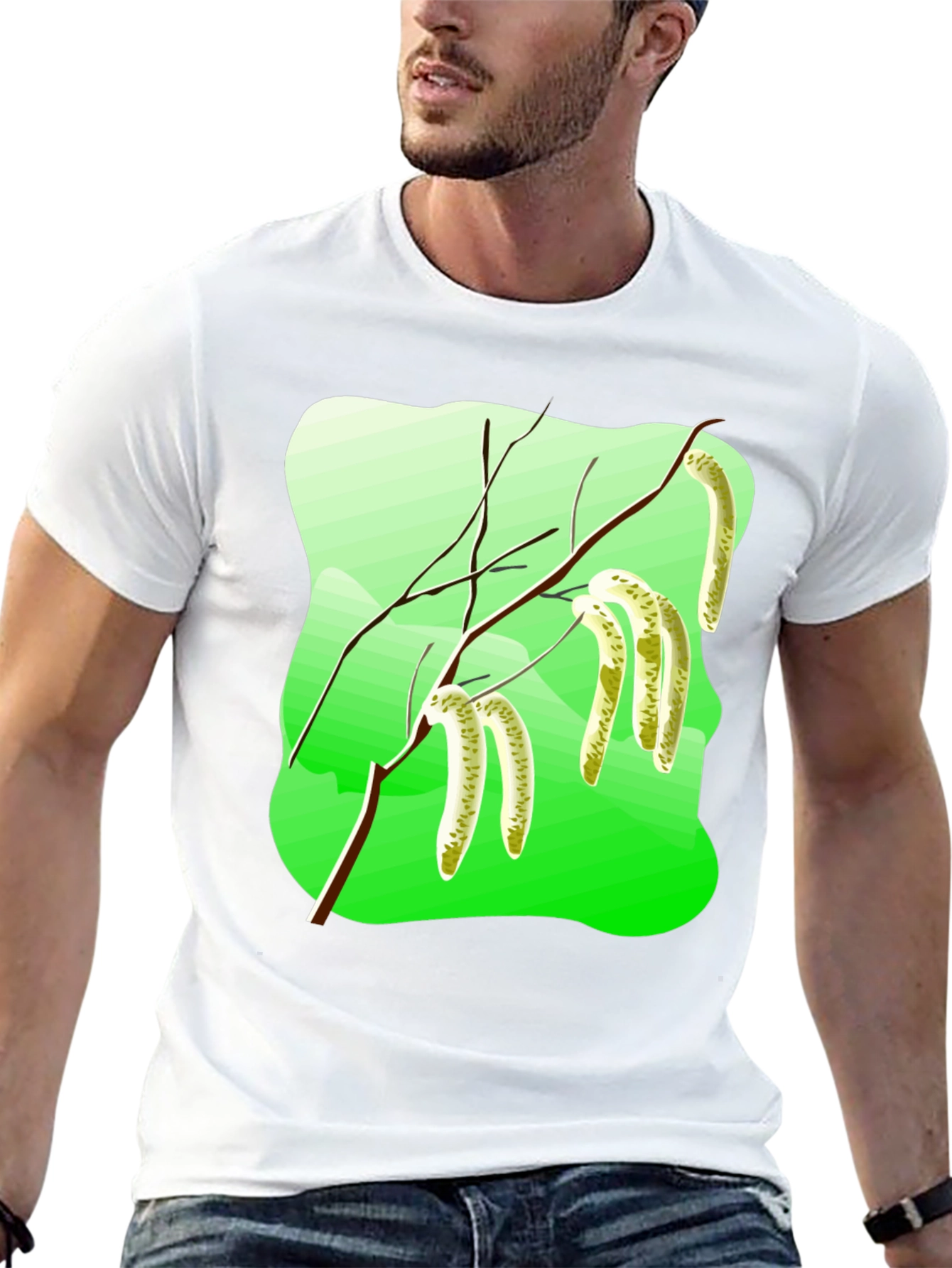 Nature Graphic T-Shirt: Birch Branch Design