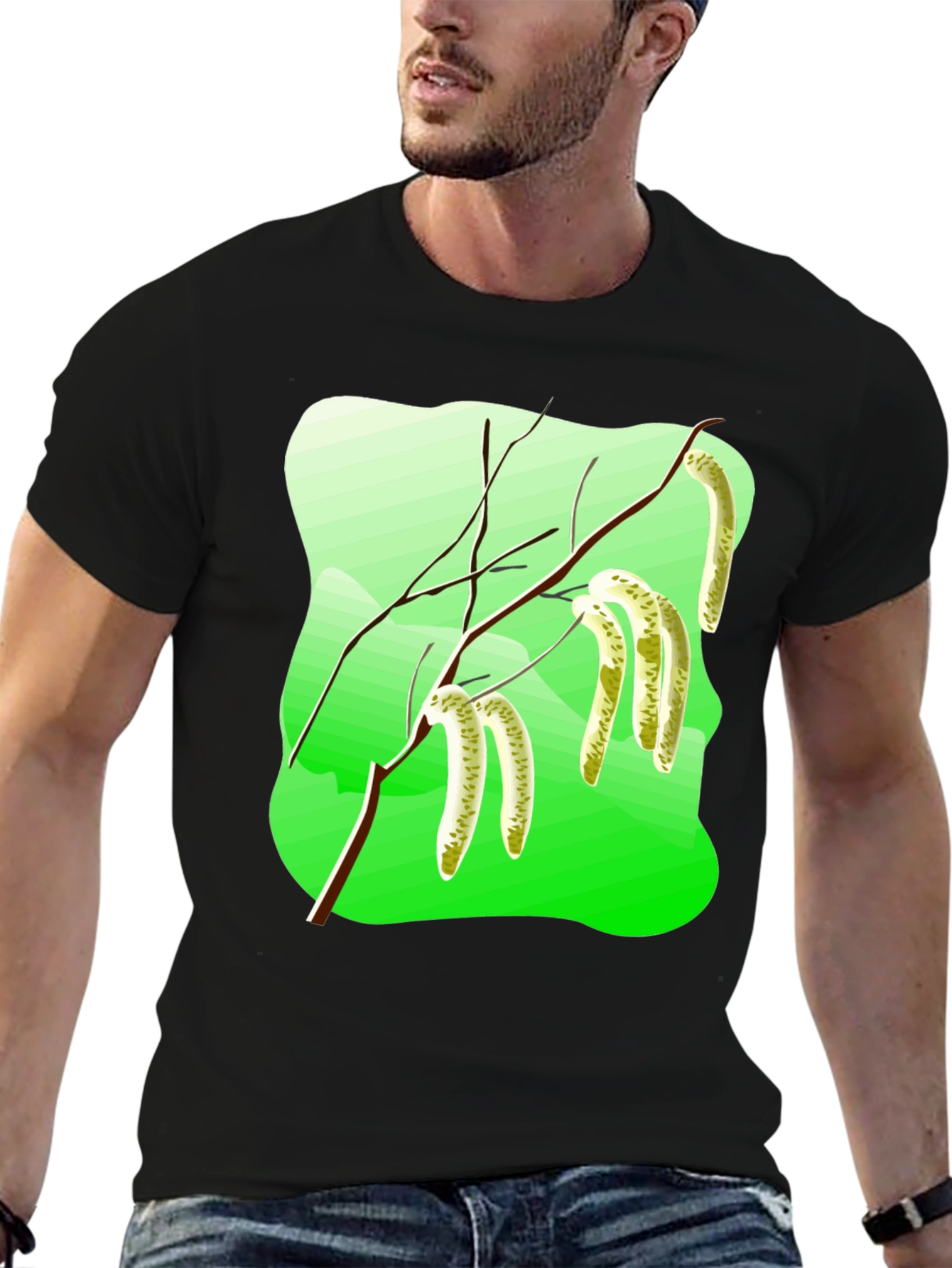 Nature Graphic T-Shirt: Birch Branch Design