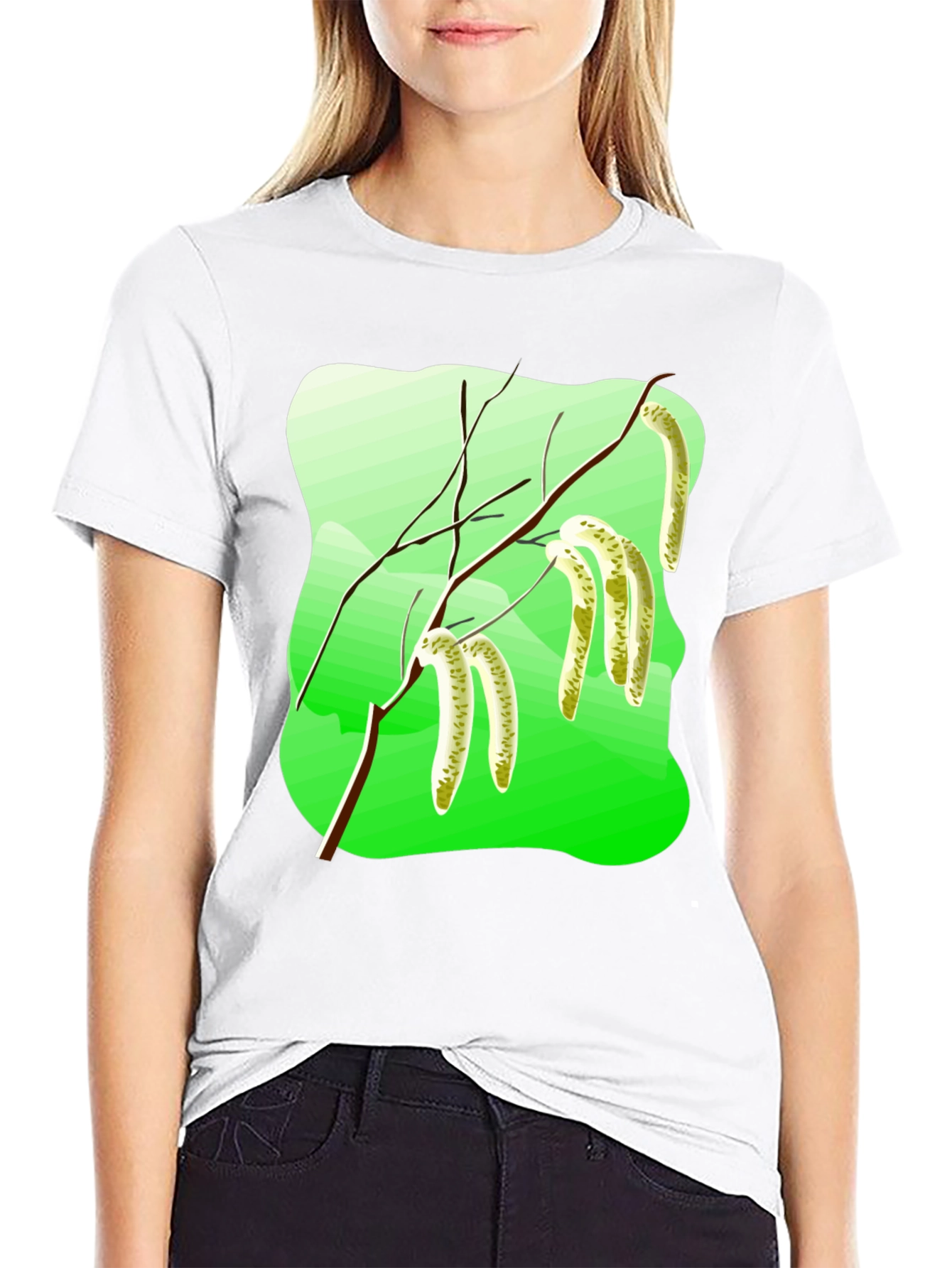 Nature Graphic T-Shirt: Birch Branch Design