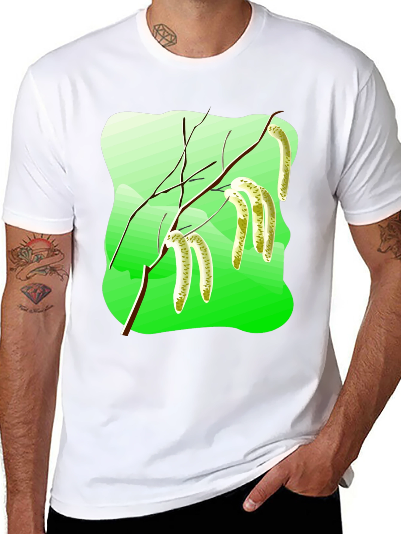 Nature Graphic T-Shirt: Birch Branch Design
