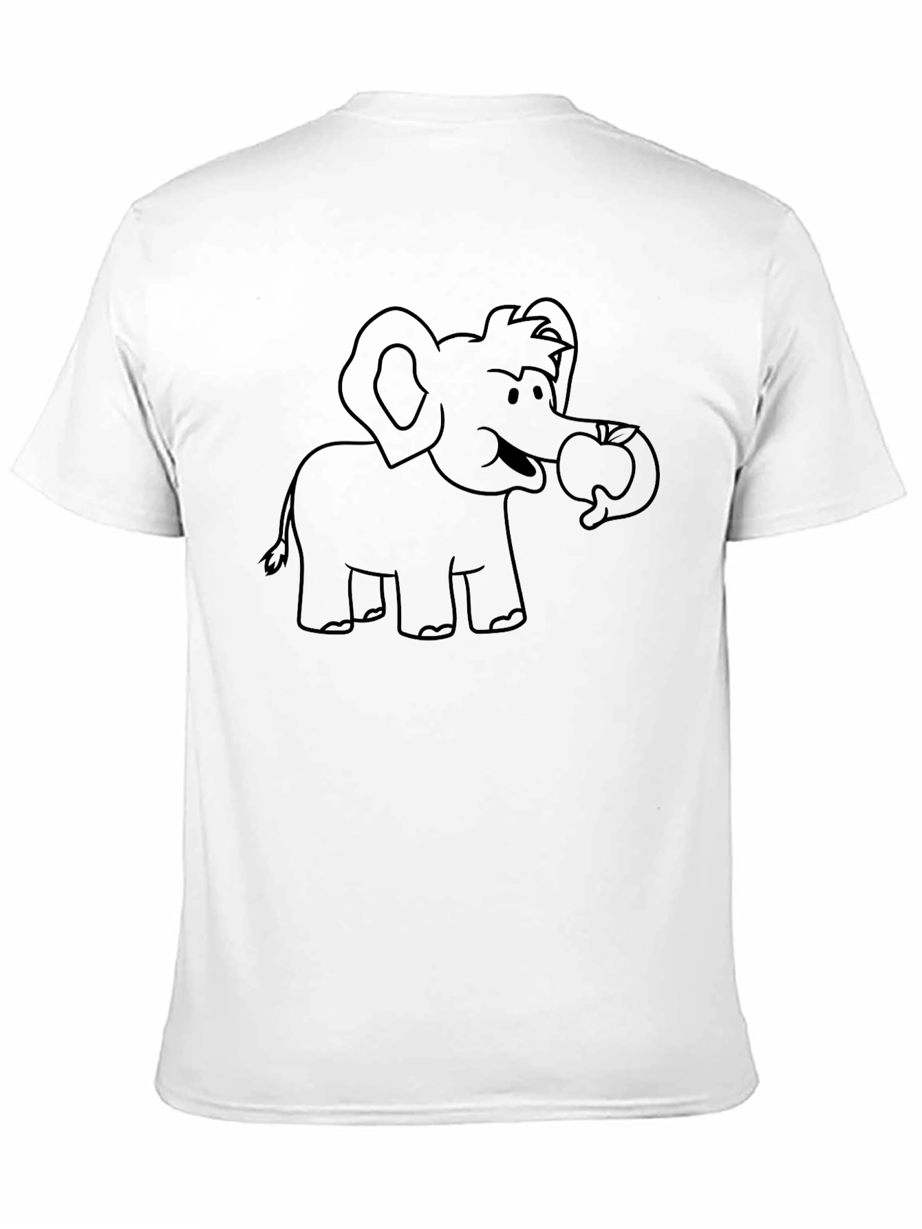 Cute Elephant with Apple Black Graphic Tee