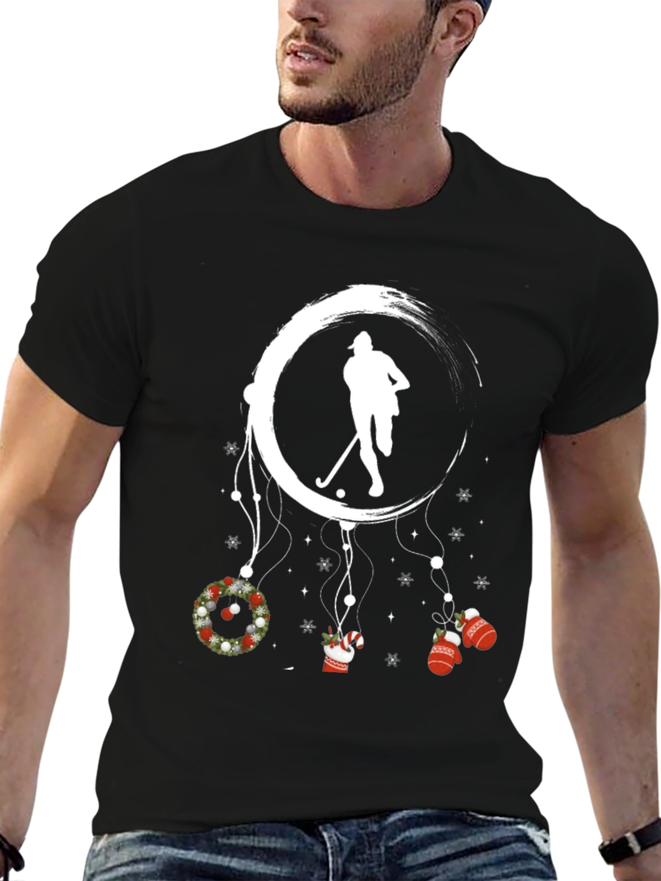 Festive Hockey T-Shirt: Winter Holiday Dreamcatcher Design
