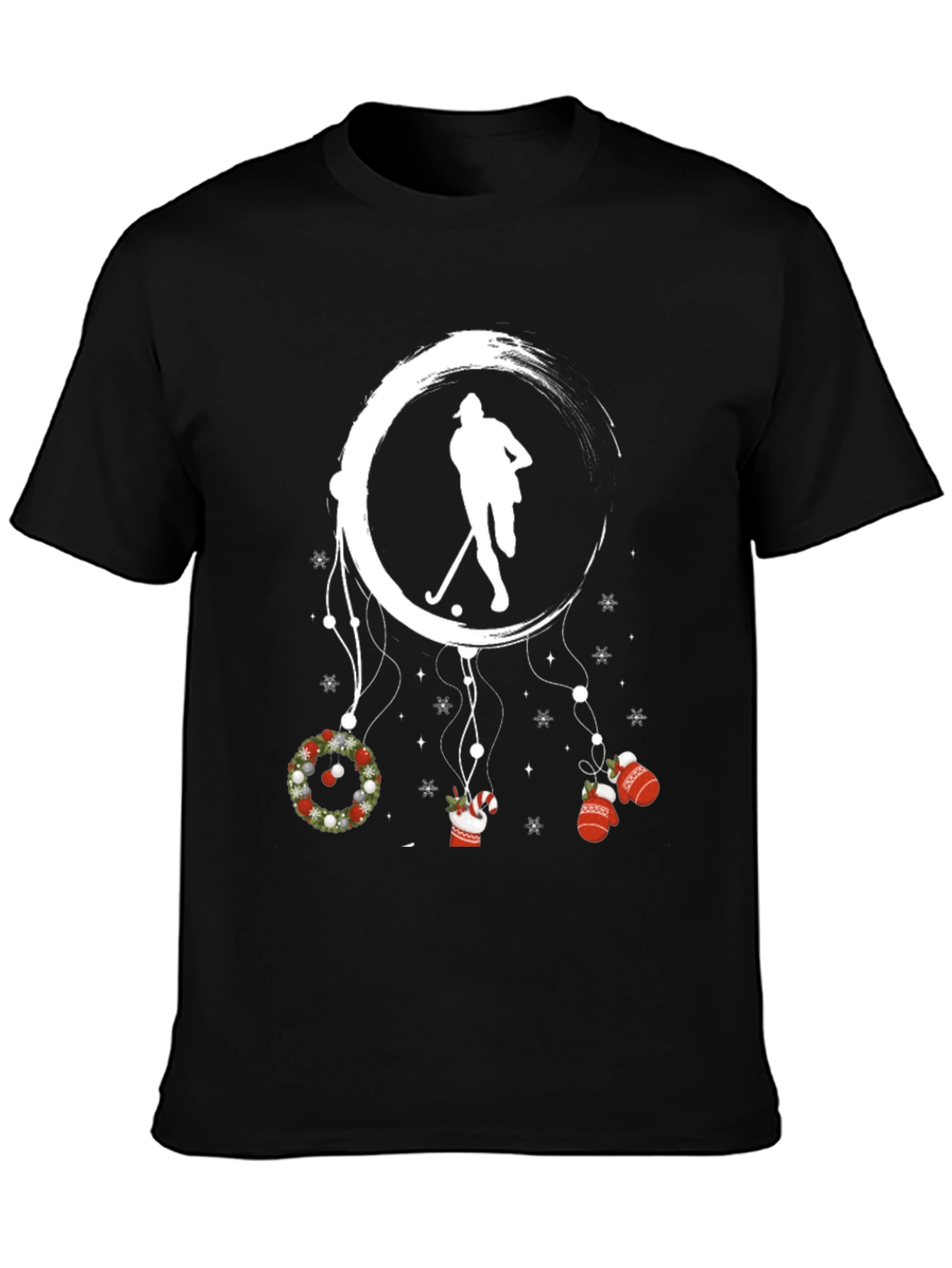 Festive Hockey T-Shirt: Winter Holiday Dreamcatcher Design