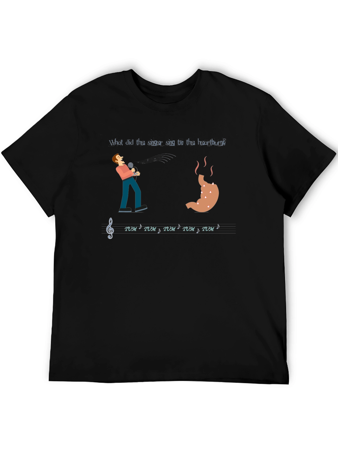Heartburn Singer T-Shirt - Funny Music Pun Tee