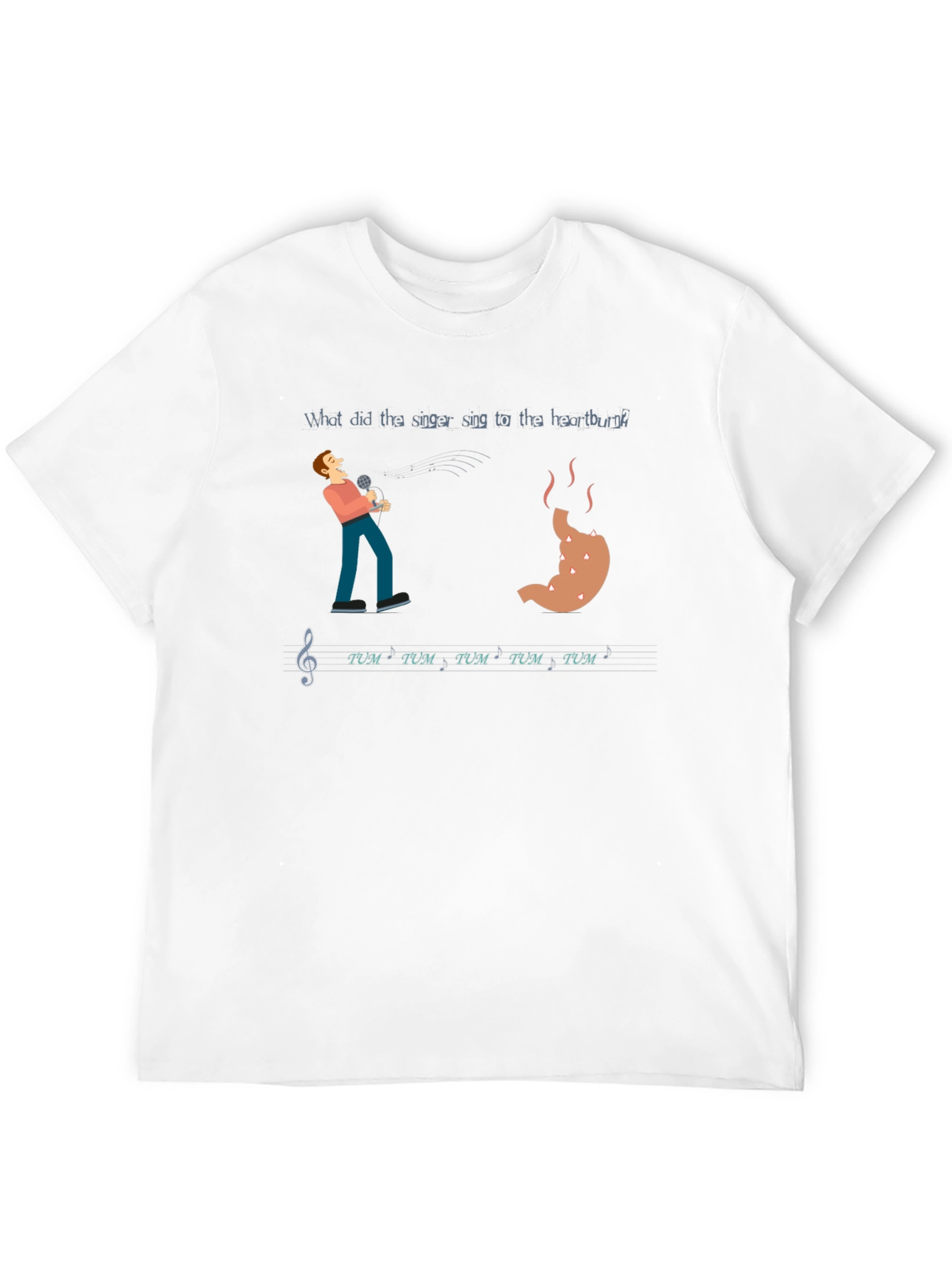 Heartburn Singer T-Shirt - Funny Music Pun Tee