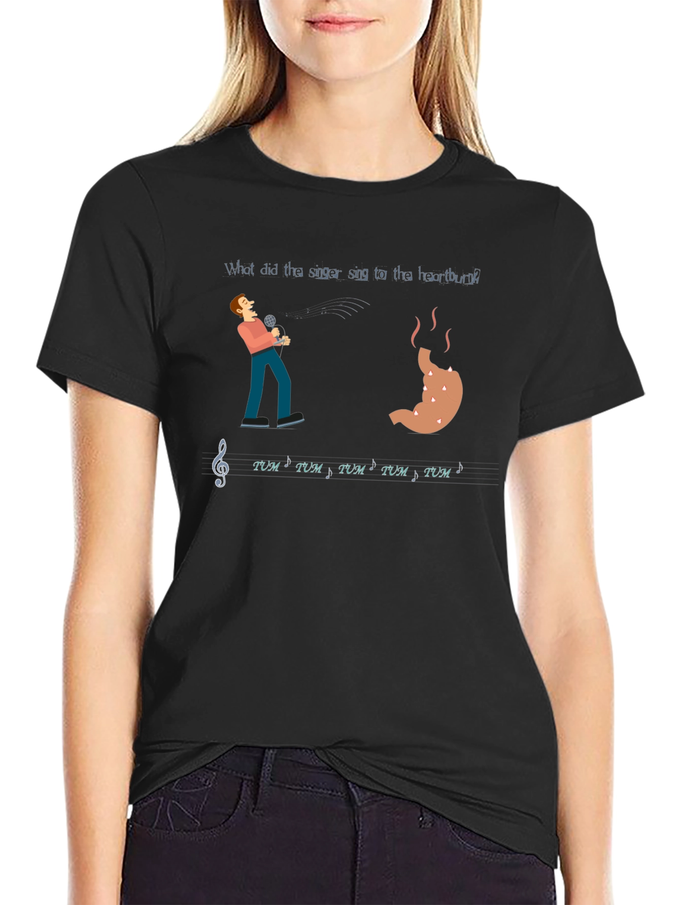 Heartburn Singer T-Shirt - Funny Music Pun Tee