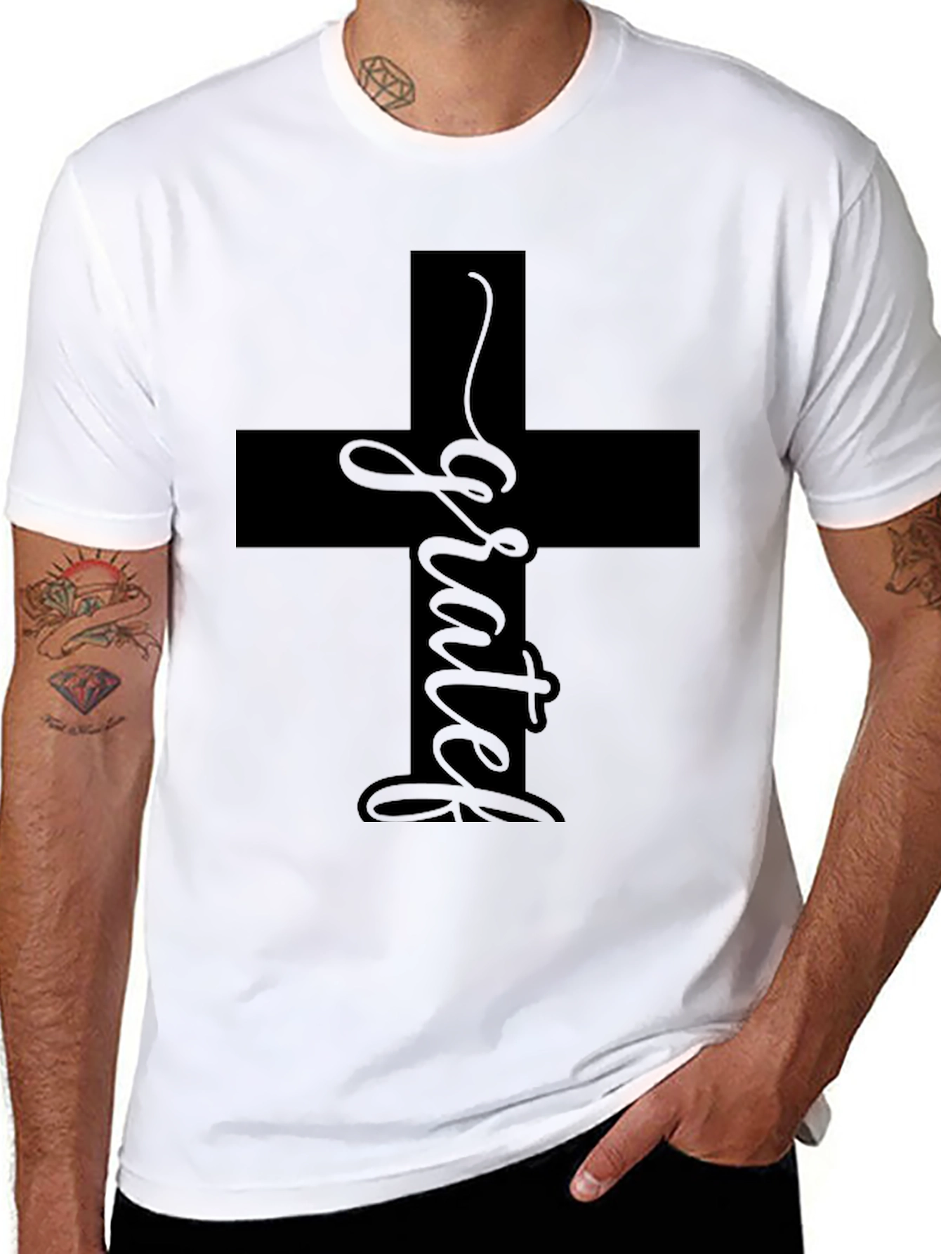 Grateful Cross Graphic T-Shirt - Unisex Casual Tee