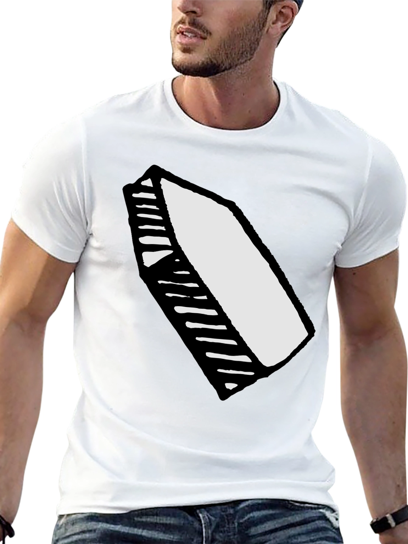 Mens Black T-Shirt with White Crayon Graphic