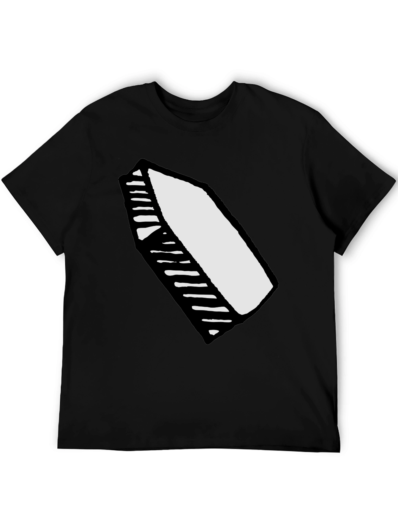 Mens Black T-Shirt with White Crayon Graphic