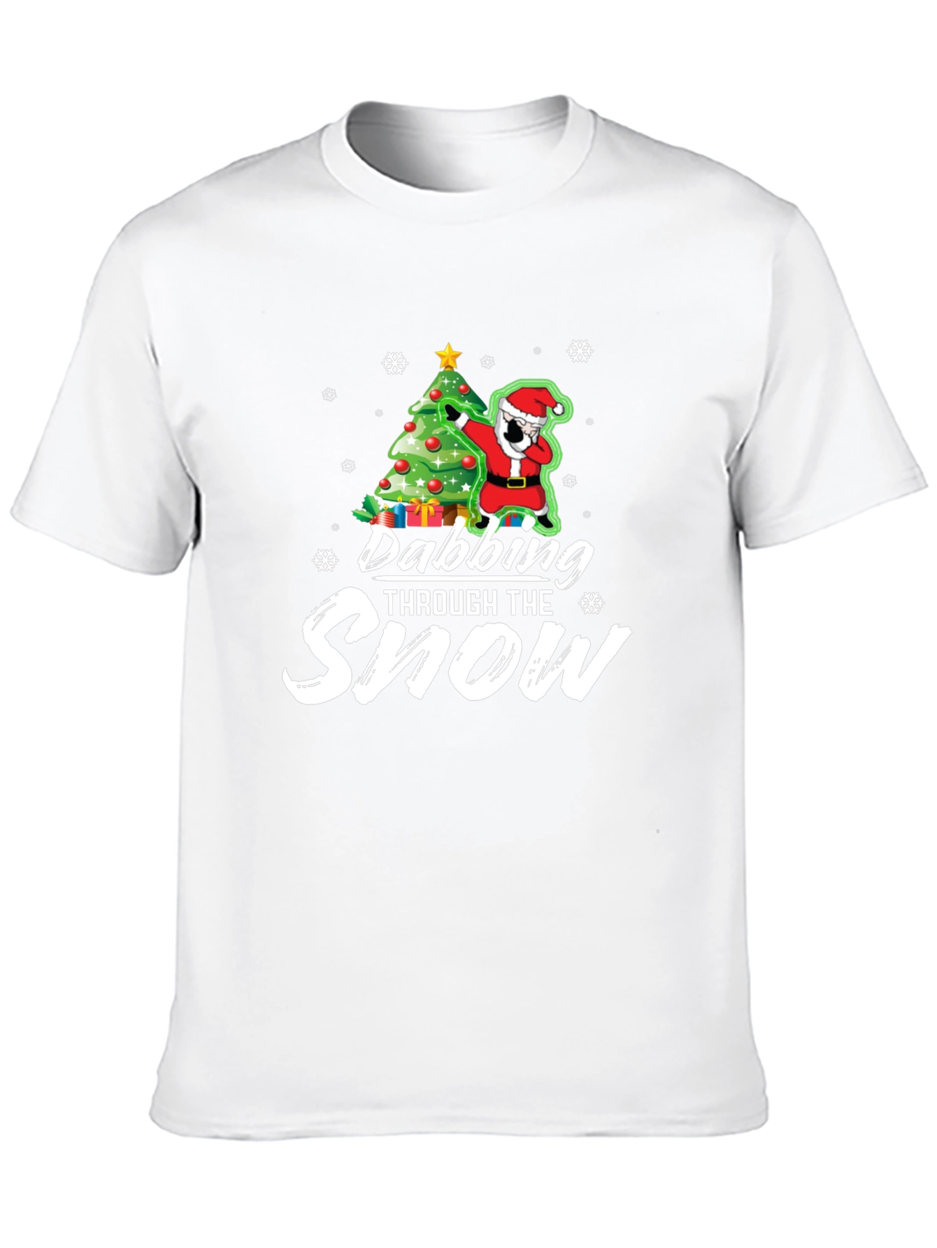 Dabbing Santa Christmas Tree Black Graphic Tee
