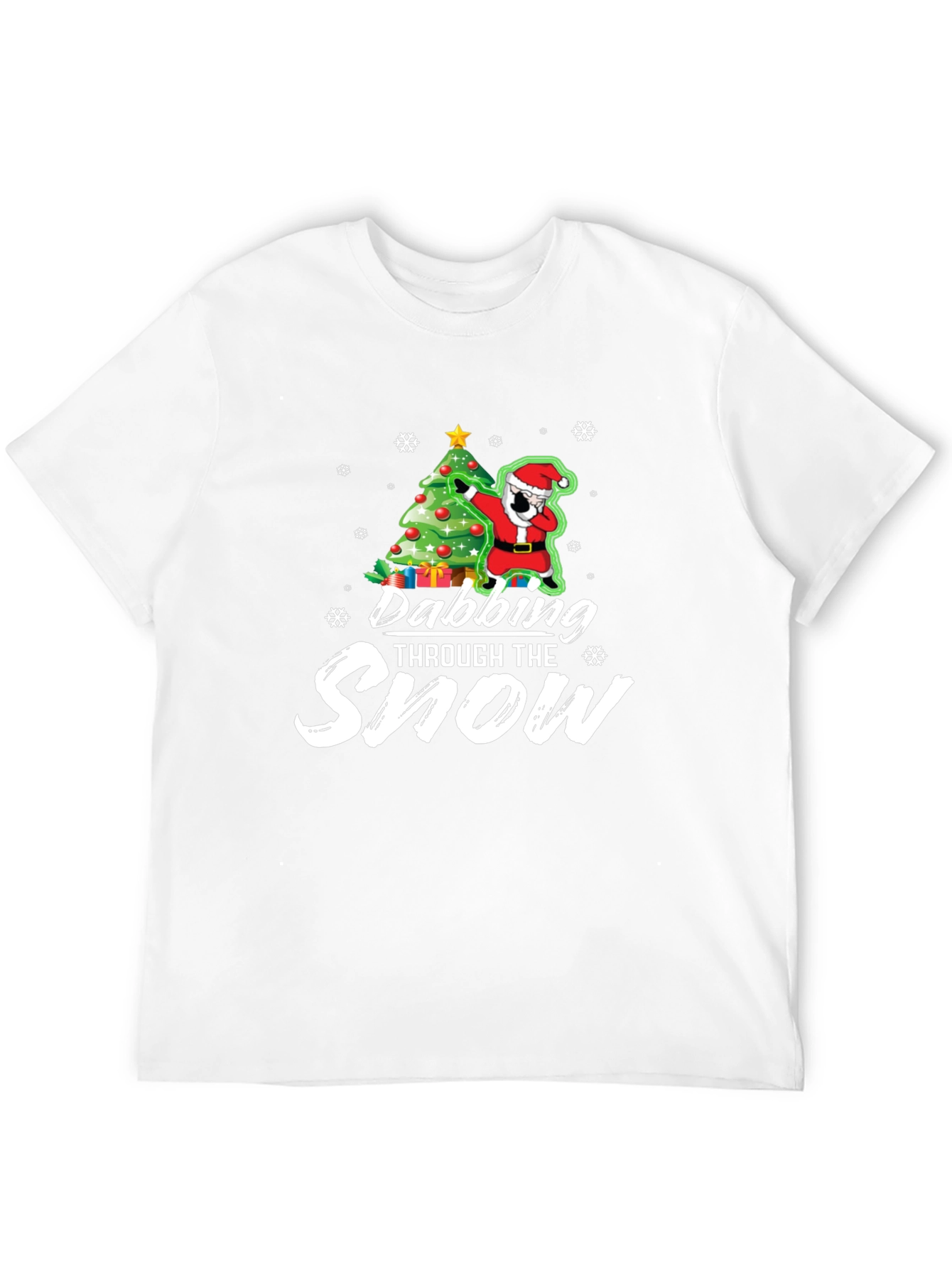 Dabbing Santa Christmas Tree Black Graphic Tee