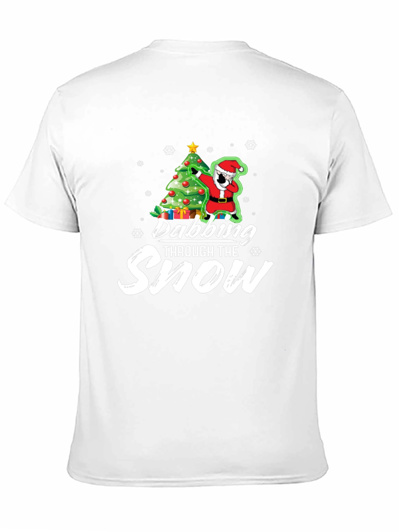 Dabbing Santa Christmas Tree Black Graphic Tee
