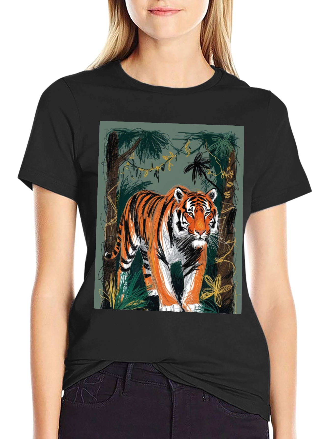 Tiger Graphic Tee - Jungle Design