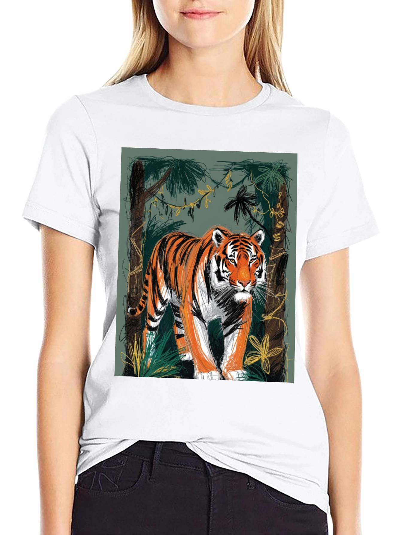 Tiger Graphic Tee - Jungle Design