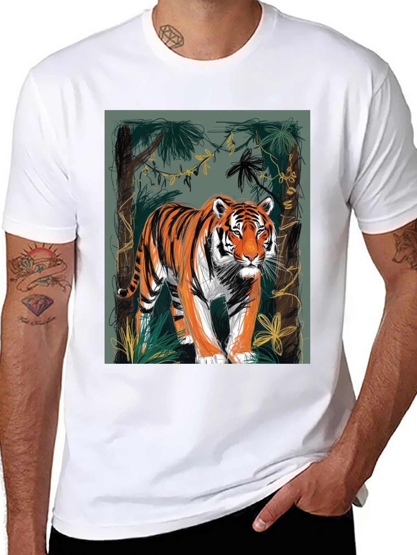 Tiger Graphic Tee - Jungle Design