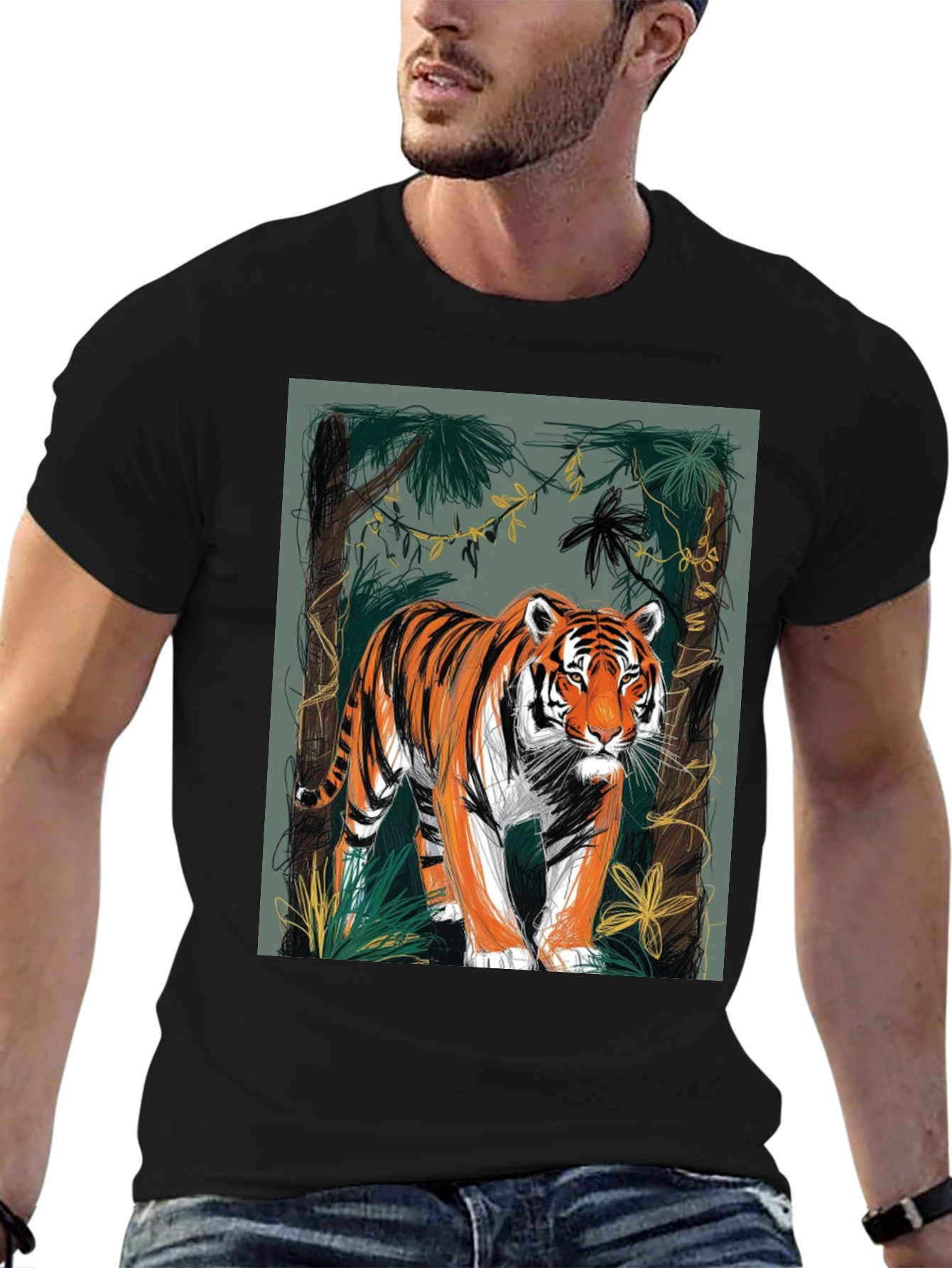 Tiger Graphic Tee - Jungle Design