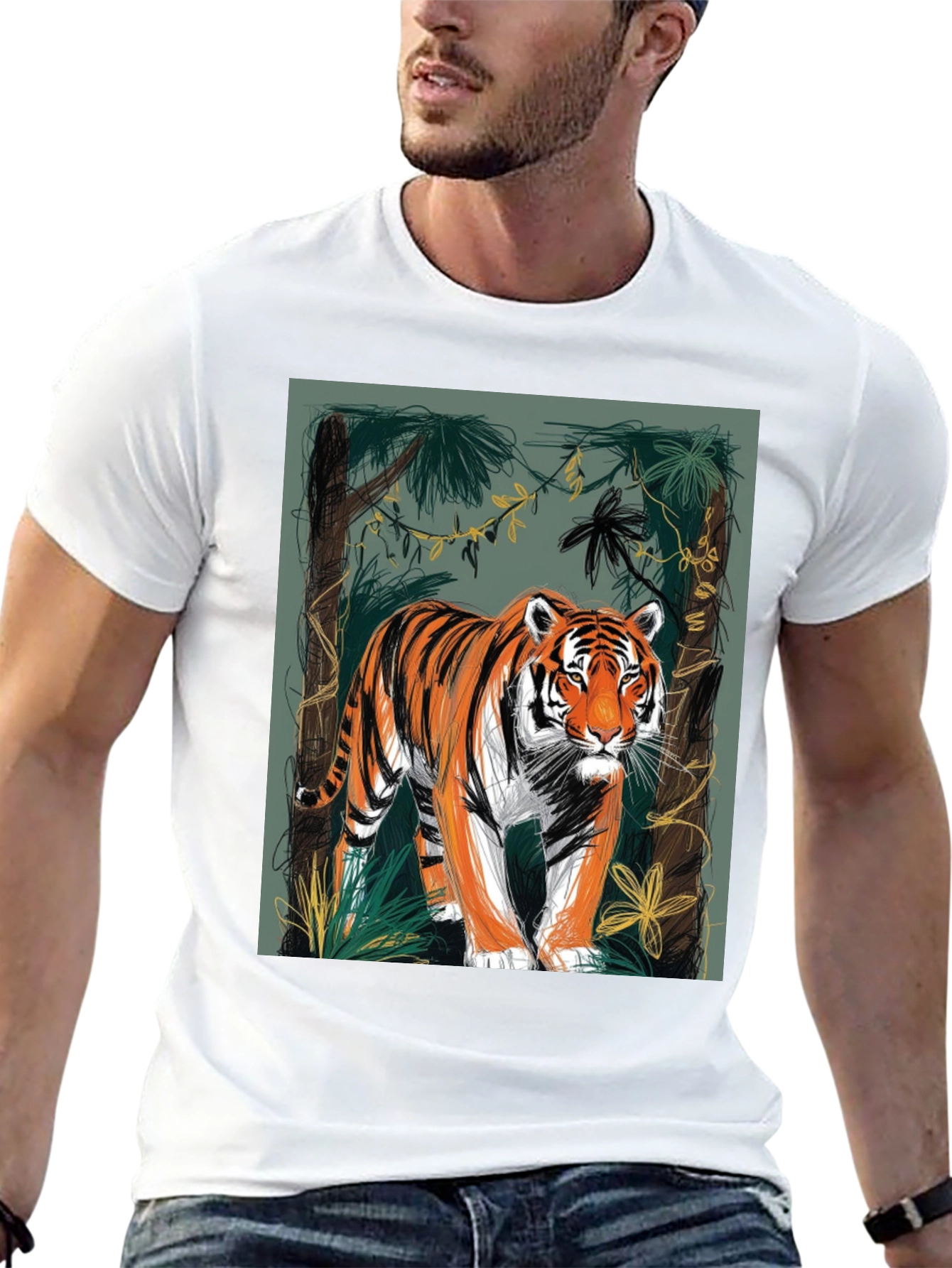 Tiger Graphic Tee - Jungle Design