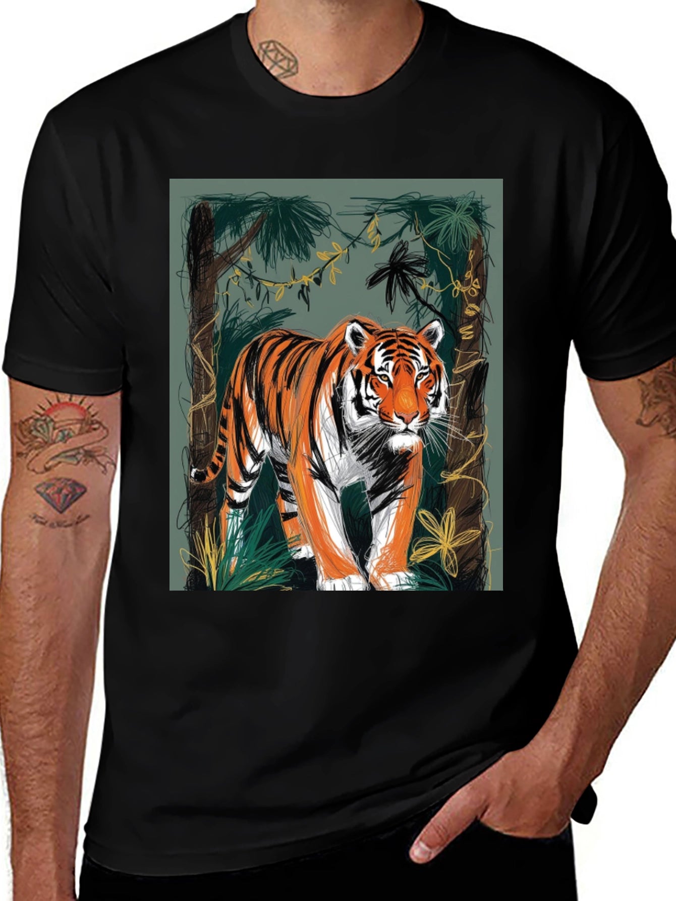 Tiger Graphic Tee - Jungle Design