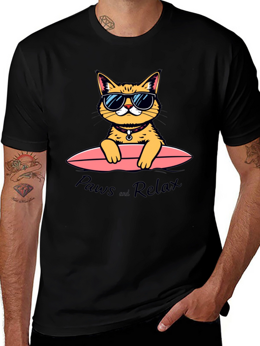 Paws and Relax Cat Surfing T-Shirt