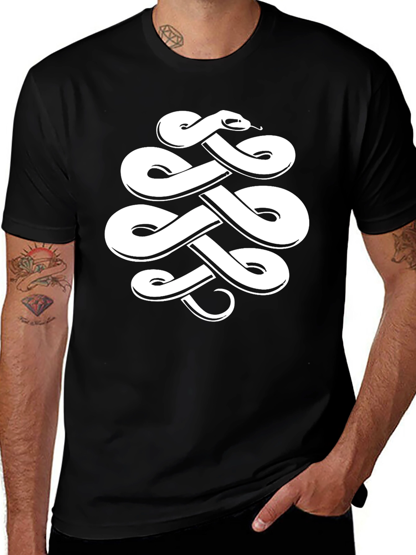 Snake Knot Graphic Tee - Black Casual Wear