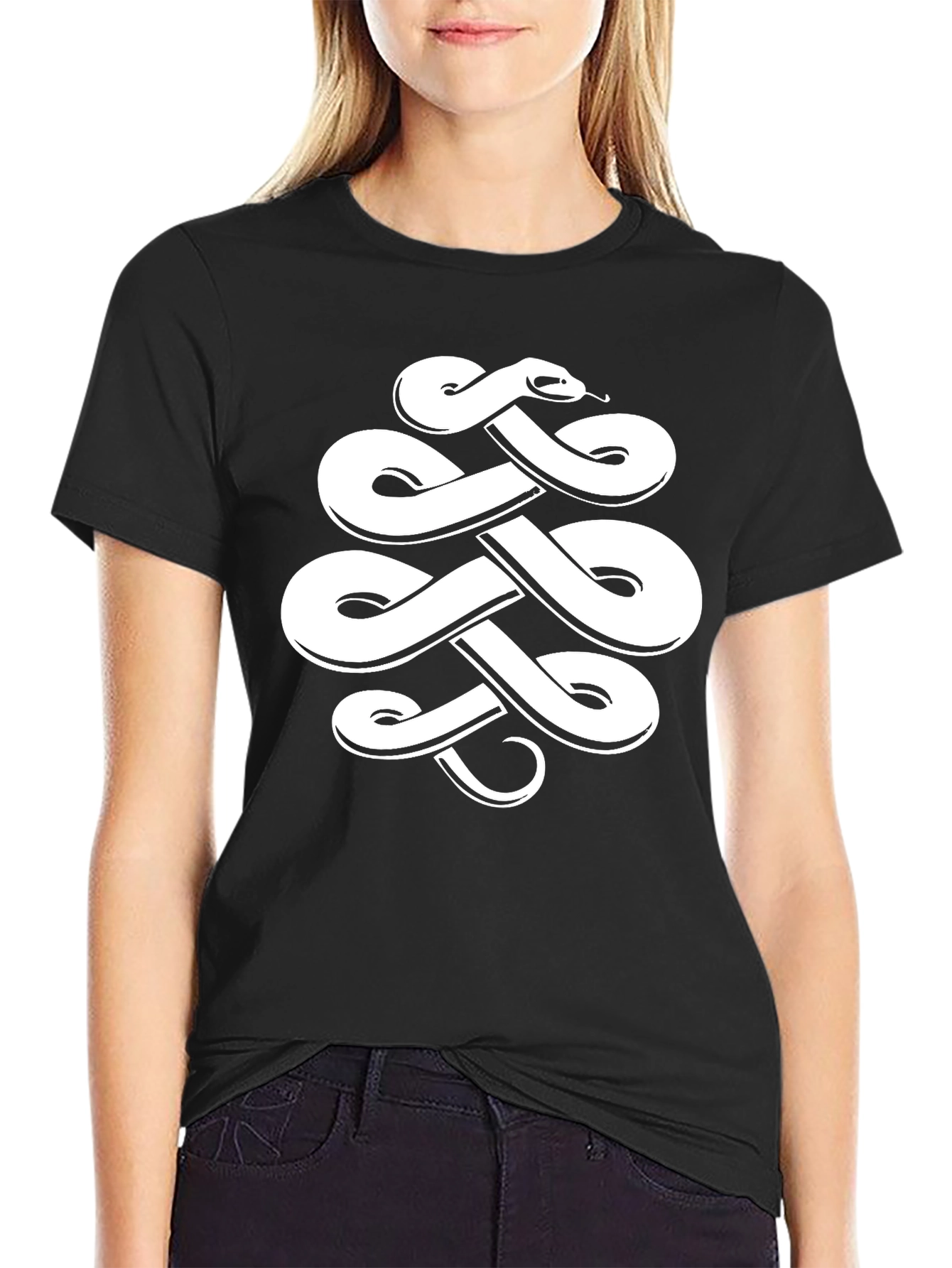 Snake Knot Graphic Tee - Black Casual Wear