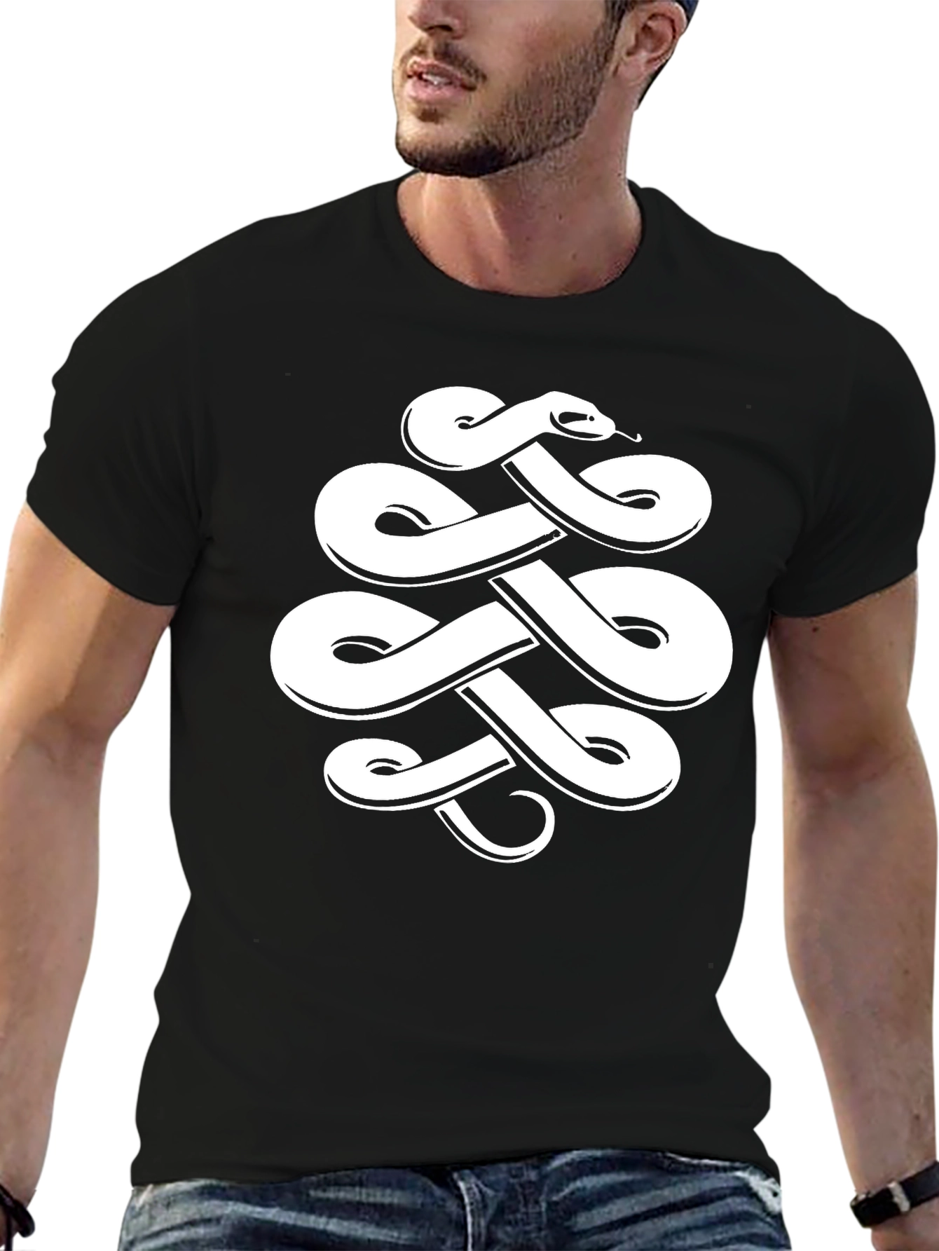 Snake Knot Graphic Tee - Black Casual Wear