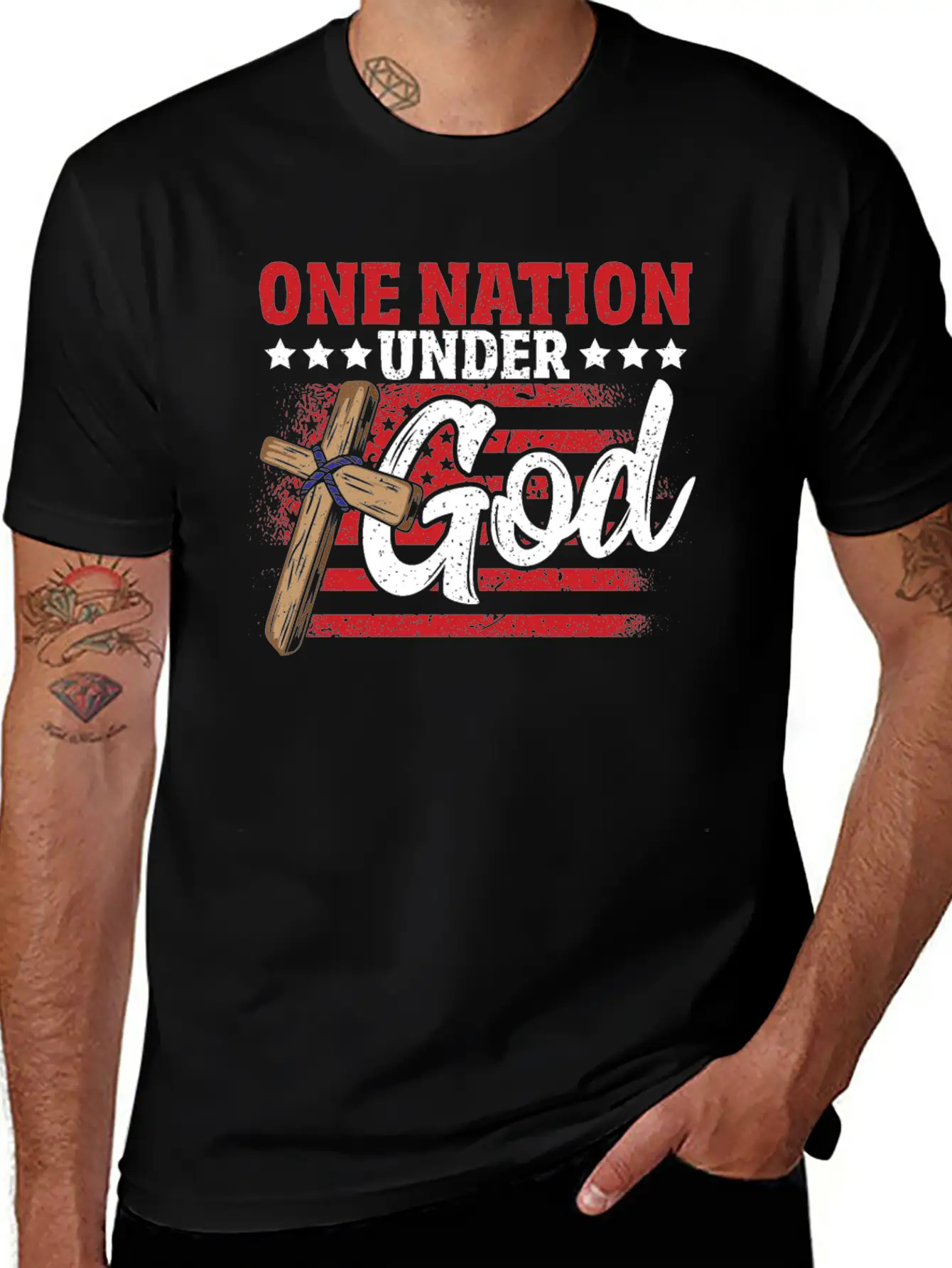 One Nation Under God Flag 4th Of July Patriotic Unisex Casual T-Shirt – Clean Design For Daily Comfort
