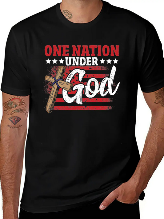 One Nation Under God Flag 4th Of July Patriotic Unisex Casual T-Shirt – Clean Design For Daily Comfort