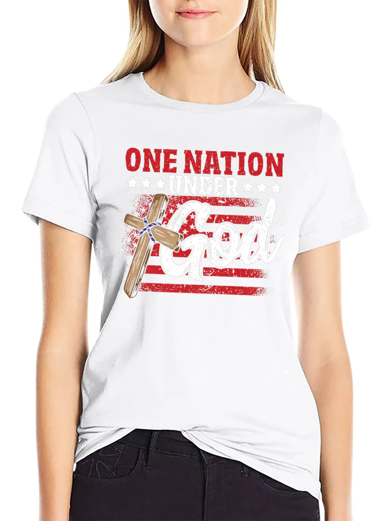 One Nation Under God Flag 4th Of July Patriotic Unisex Casual T-Shirt – Clean Design For Daily Comfort