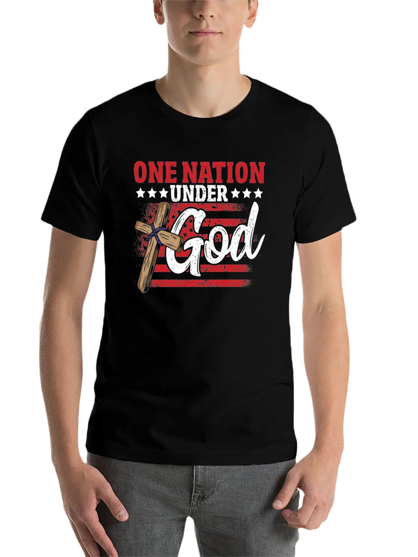 One Nation Under God Flag 4th Of July Patriotic Unisex Casual T-Shirt – Clean Design For Daily Comfort