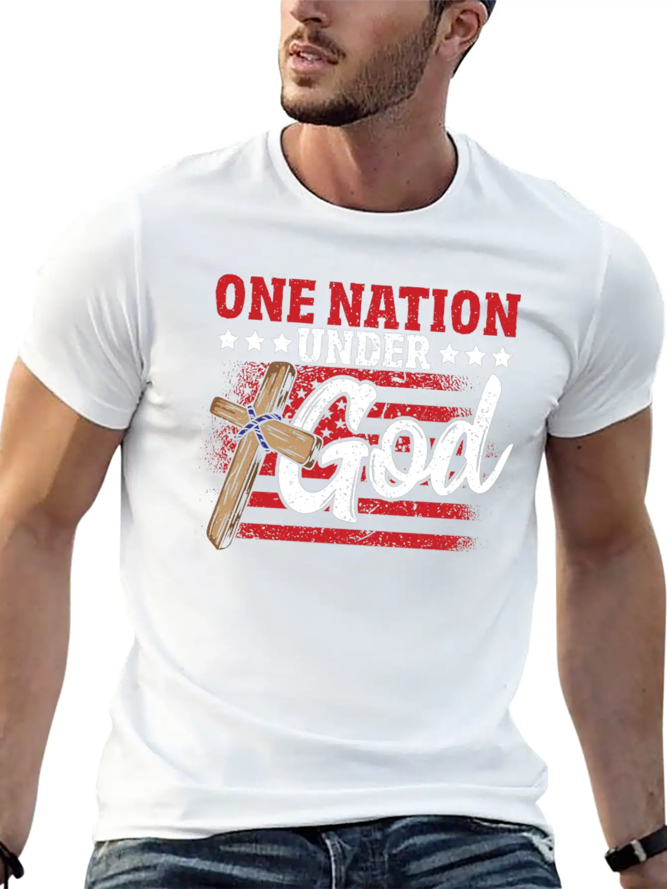 One Nation Under God Flag 4th Of July Patriotic Unisex Casual T-Shirt – Clean Design For Daily Comfort