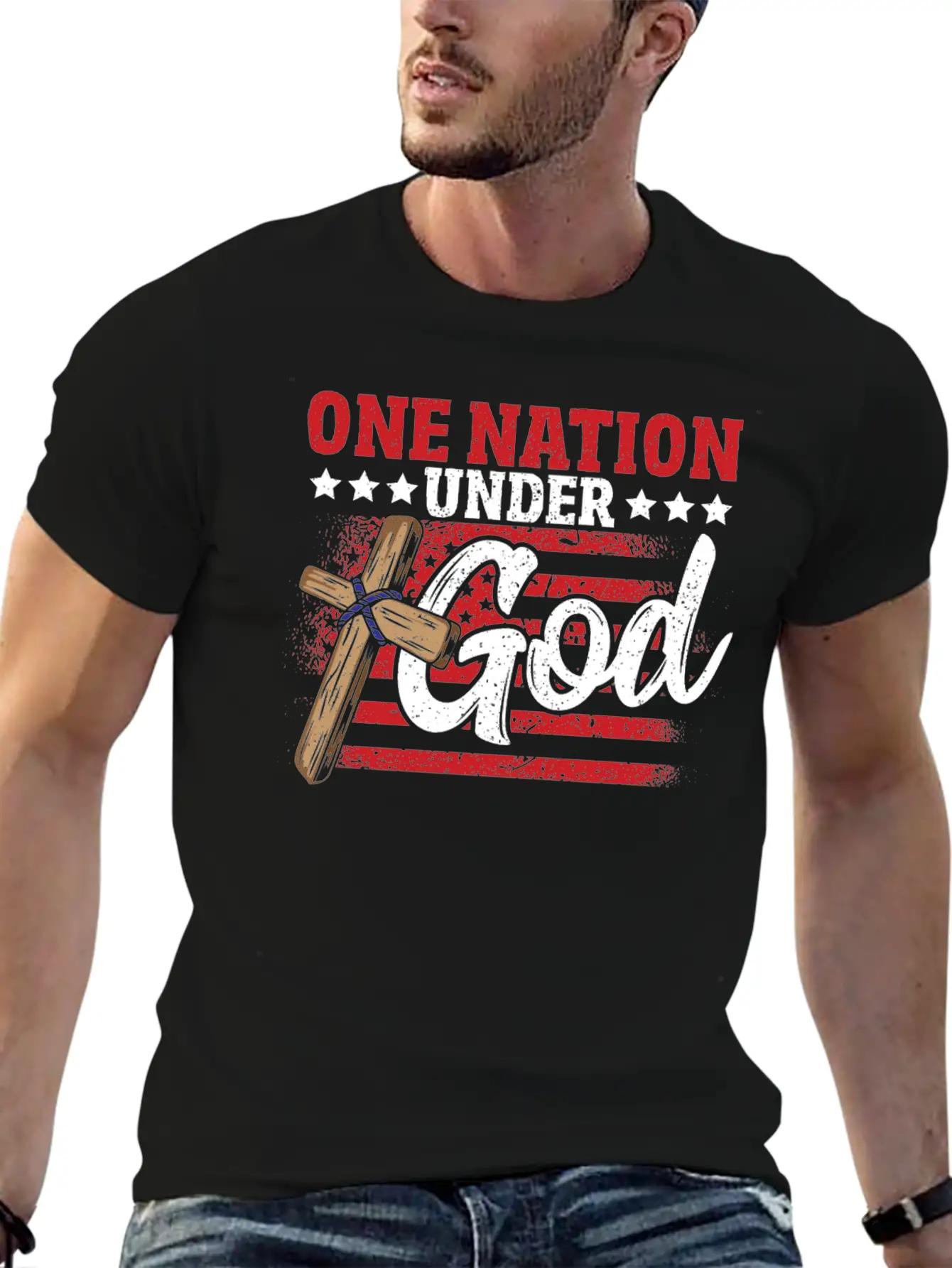 One Nation Under God Flag 4th Of July Patriotic Unisex Casual T-Shirt – Clean Design For Daily Comfort