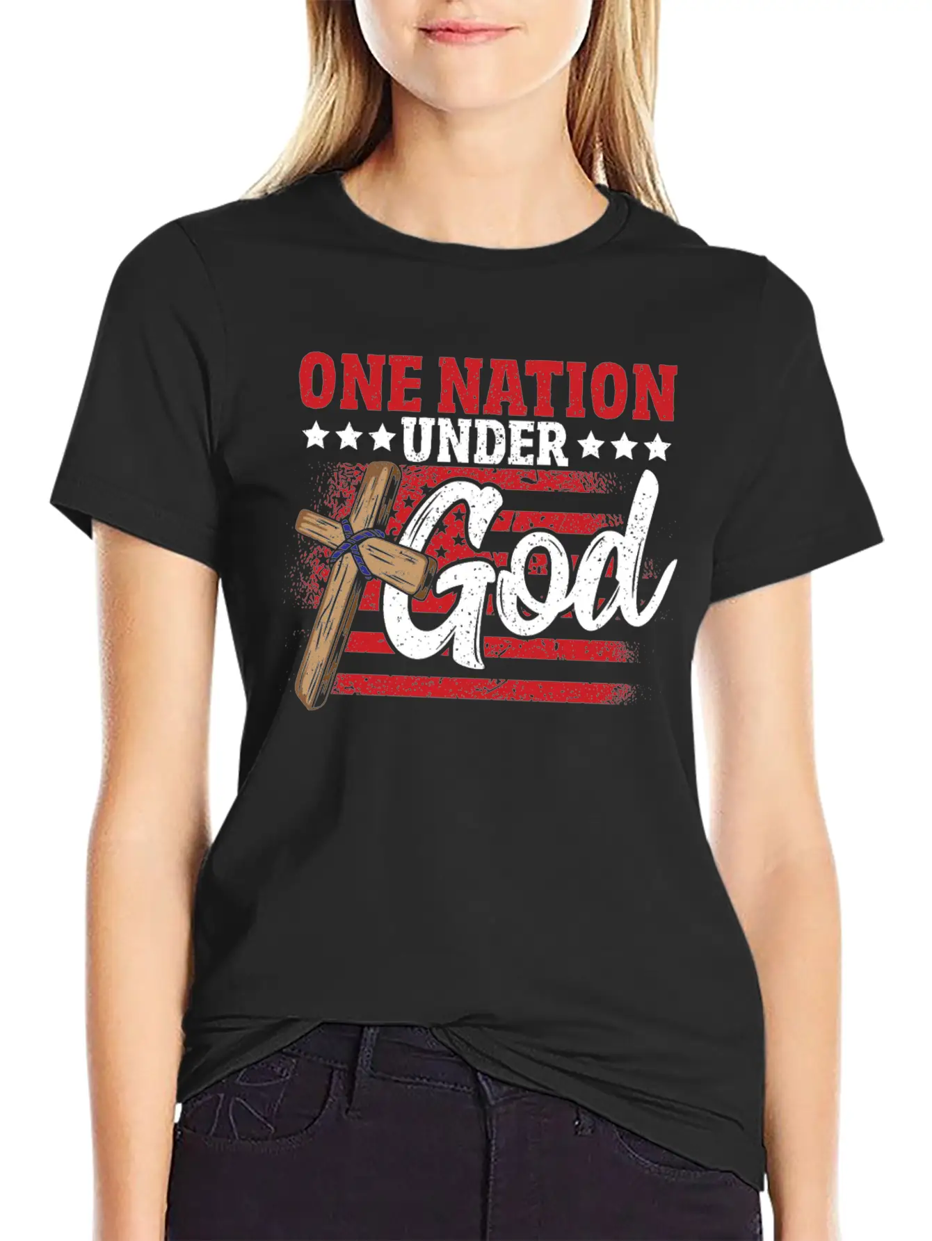 One Nation Under God Flag 4th Of July Patriotic Unisex Casual T-Shirt – Clean Design For Daily Comfort