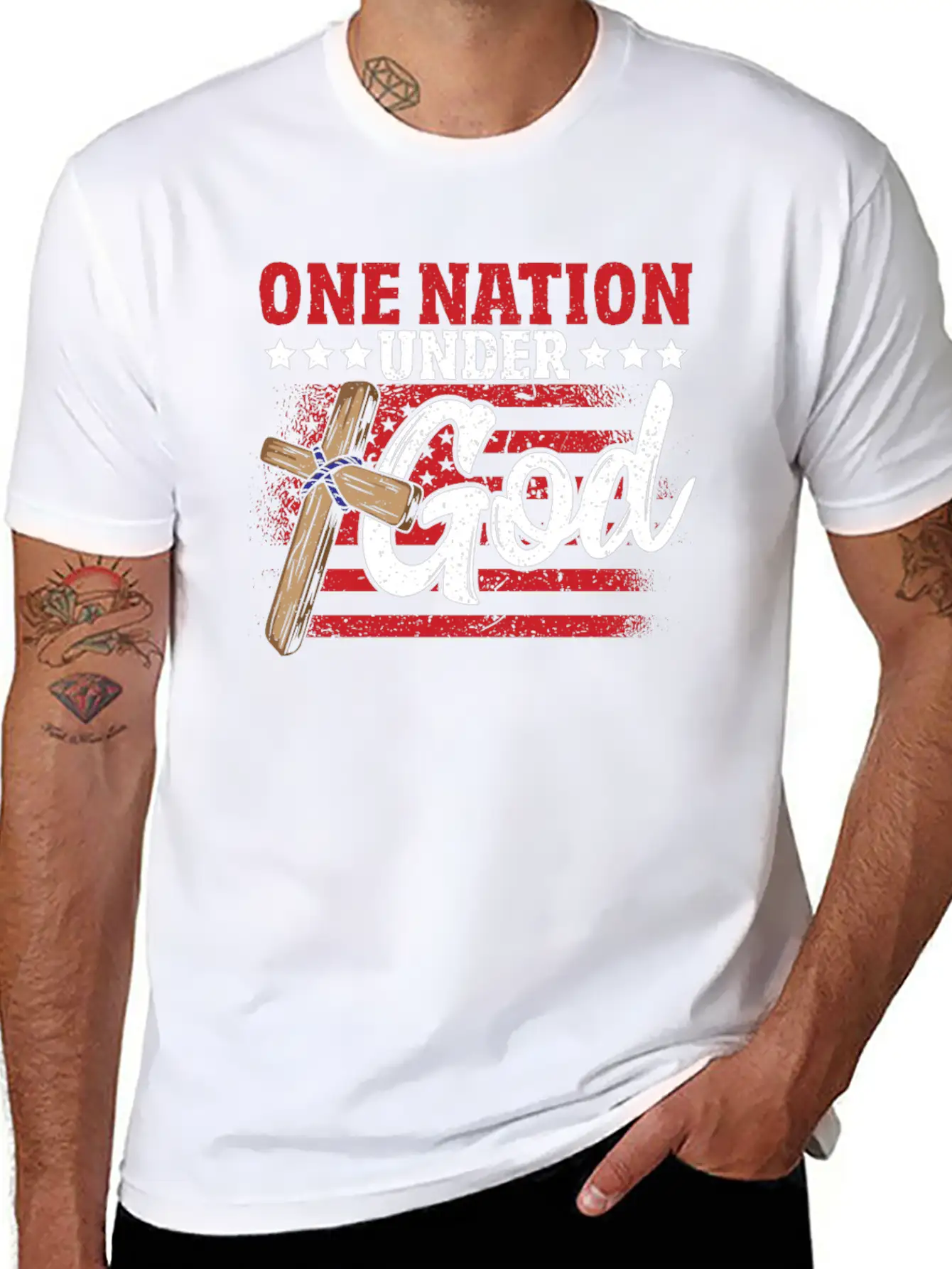 One Nation Under God Flag 4th Of July Patriotic Unisex Casual T-Shirt – Clean Design For Daily Comfort
